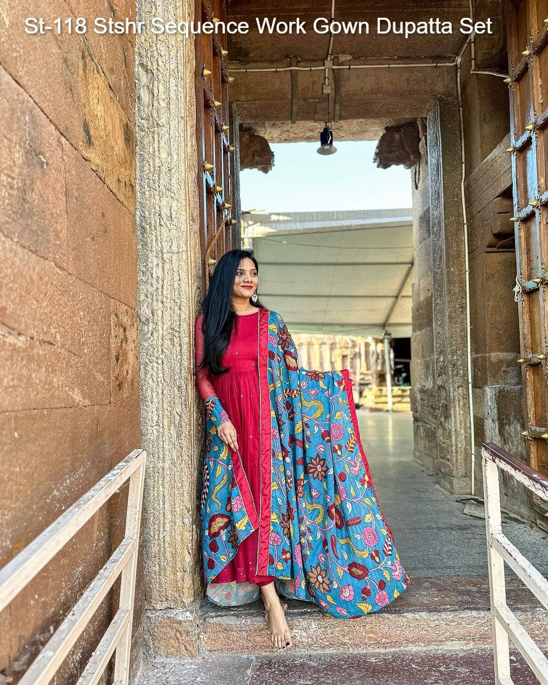 St-118 Stshr Sequence Work Gown Dupatta Set