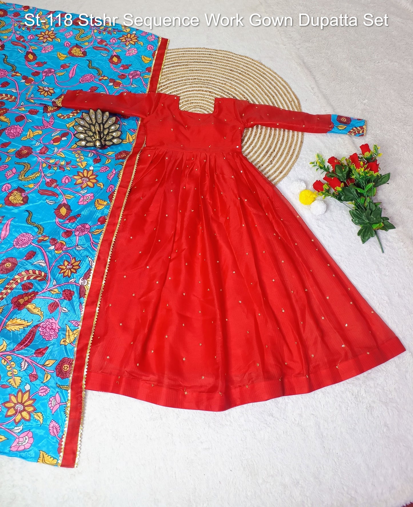 St-118 Stshr Sequence Work Gown Dupatta Set