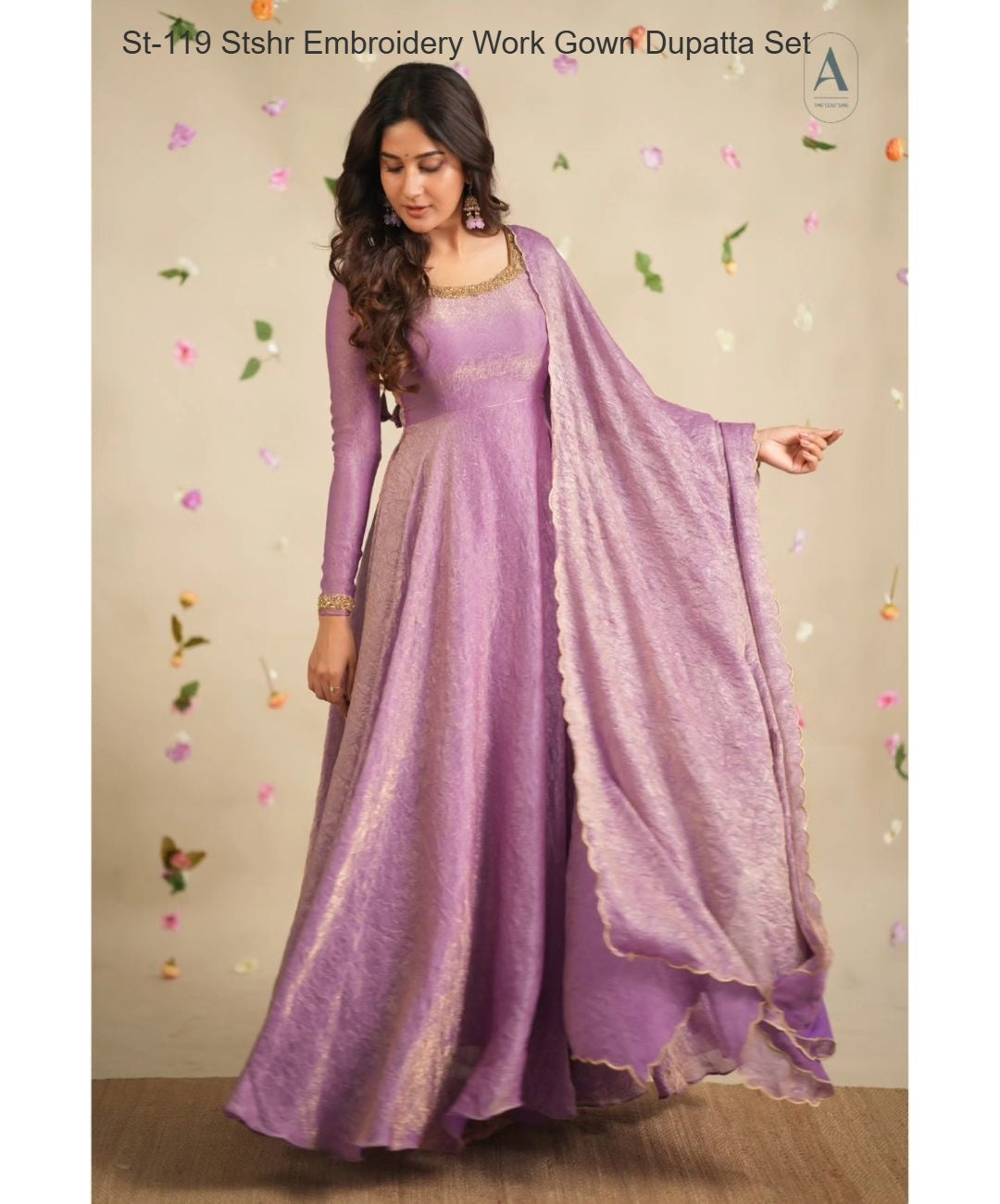 St-119 Stshr Embroidery Work Gown Dupatta Set