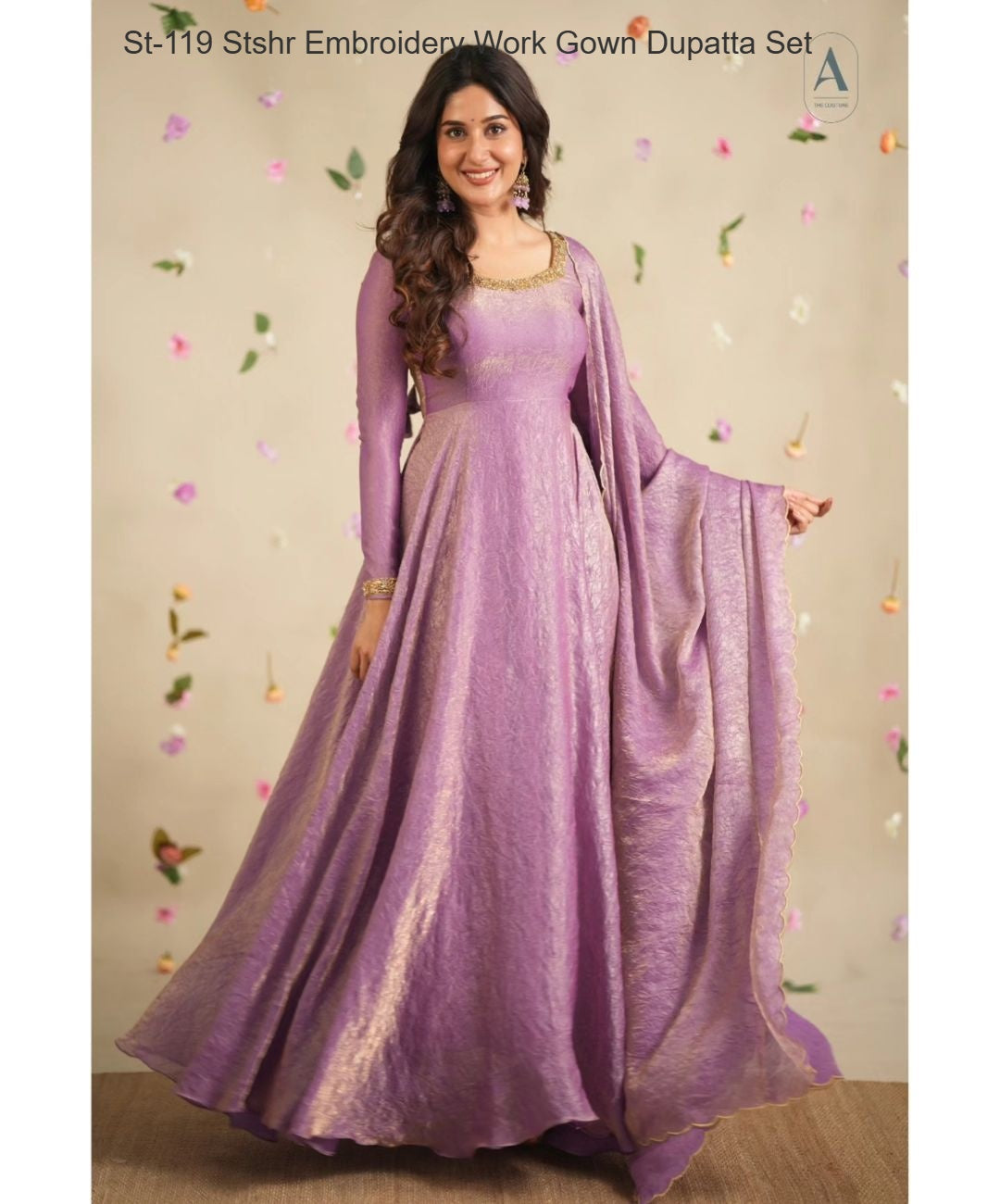 St-119 Stshr Embroidery Work Gown Dupatta Set