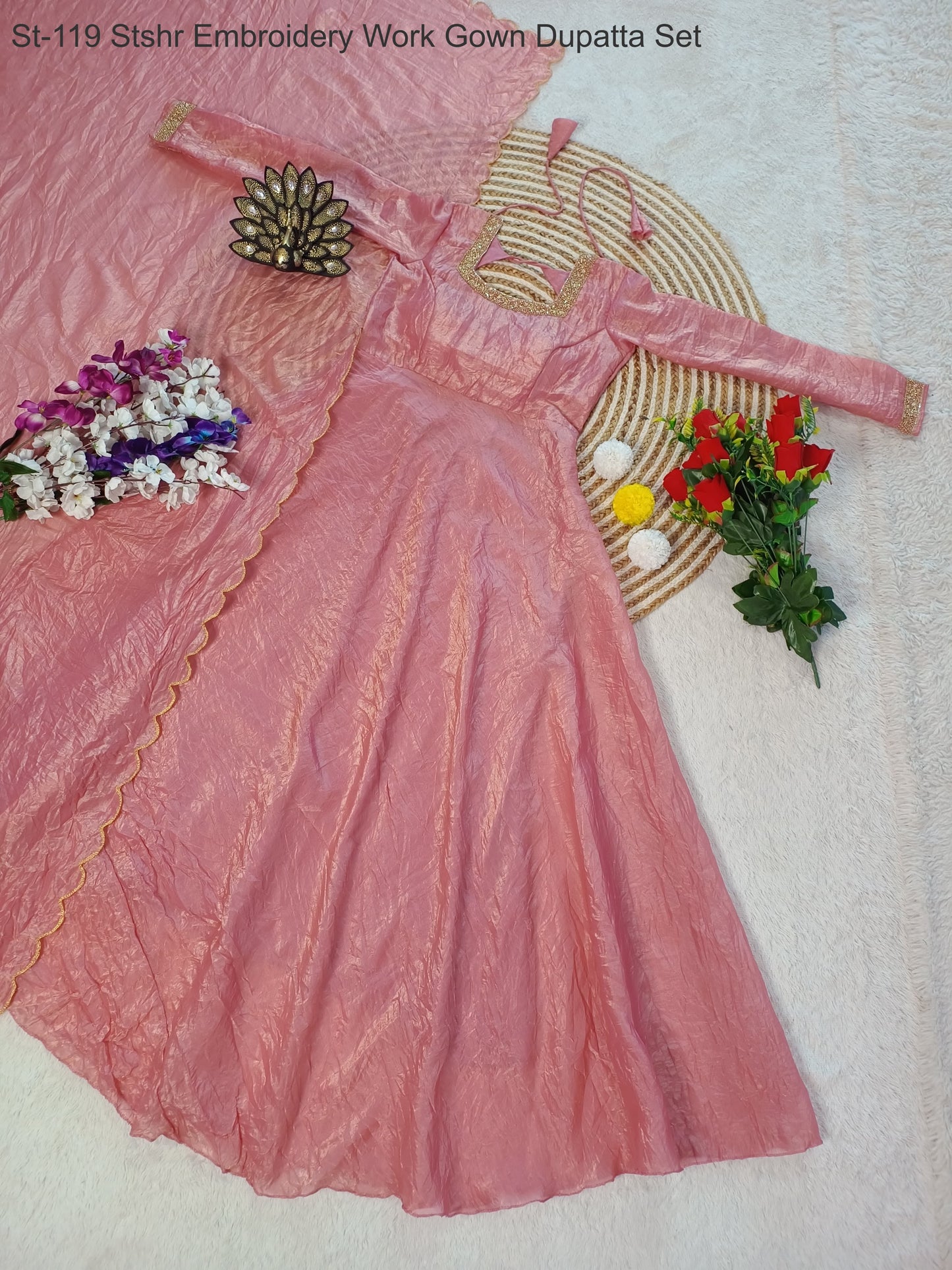 St-119 Stshr Embroidery Work Gown Dupatta Set