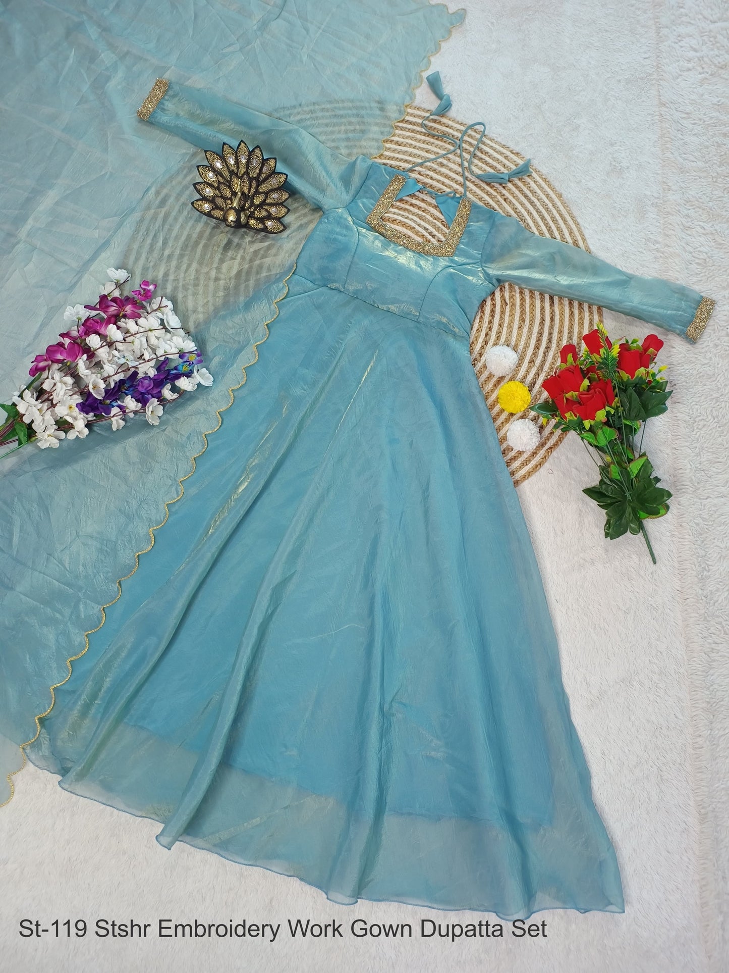 St-119 Stshr Embroidery Work Gown Dupatta Set