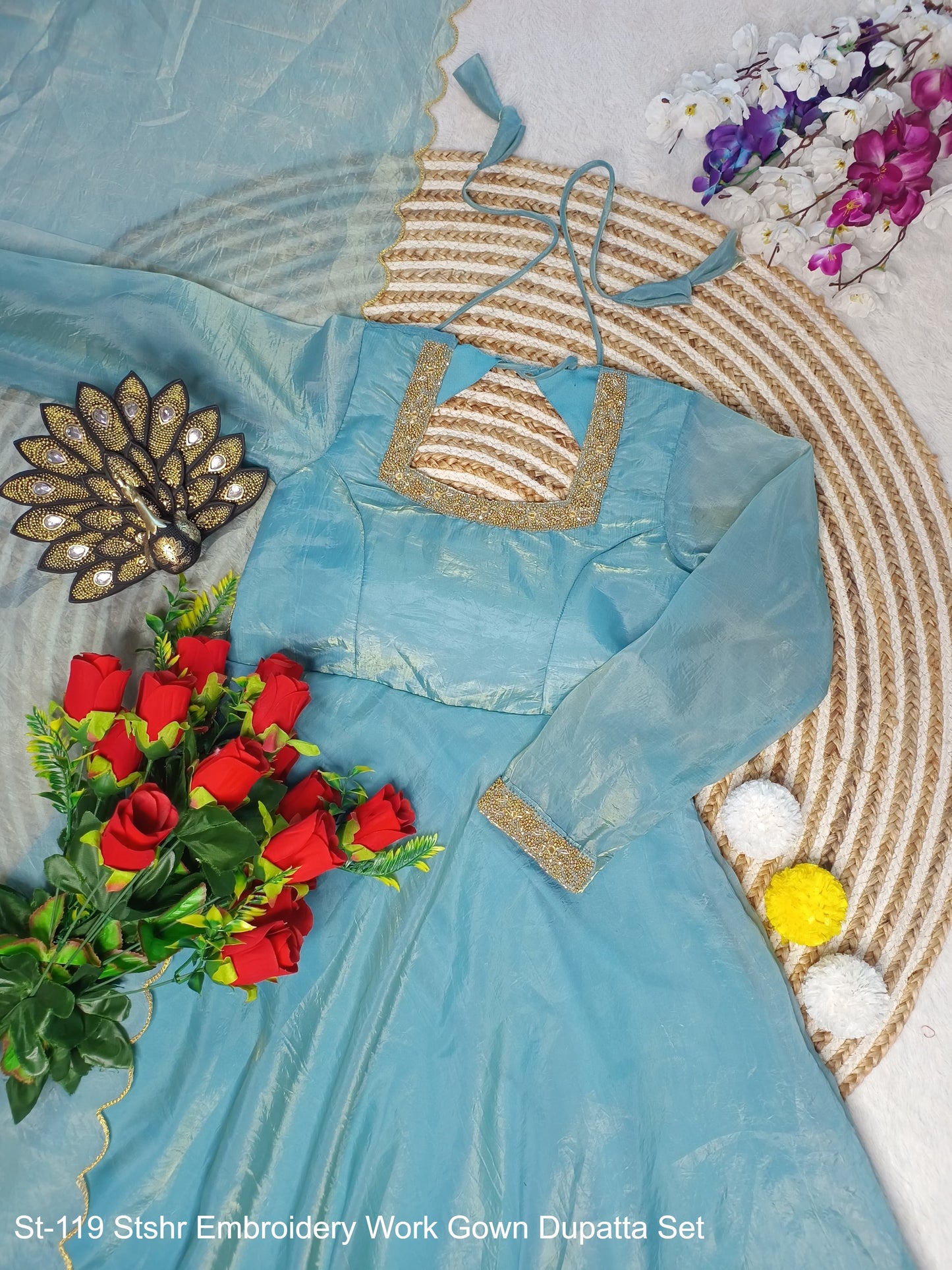 St-119 Stshr Embroidery Work Gown Dupatta Set