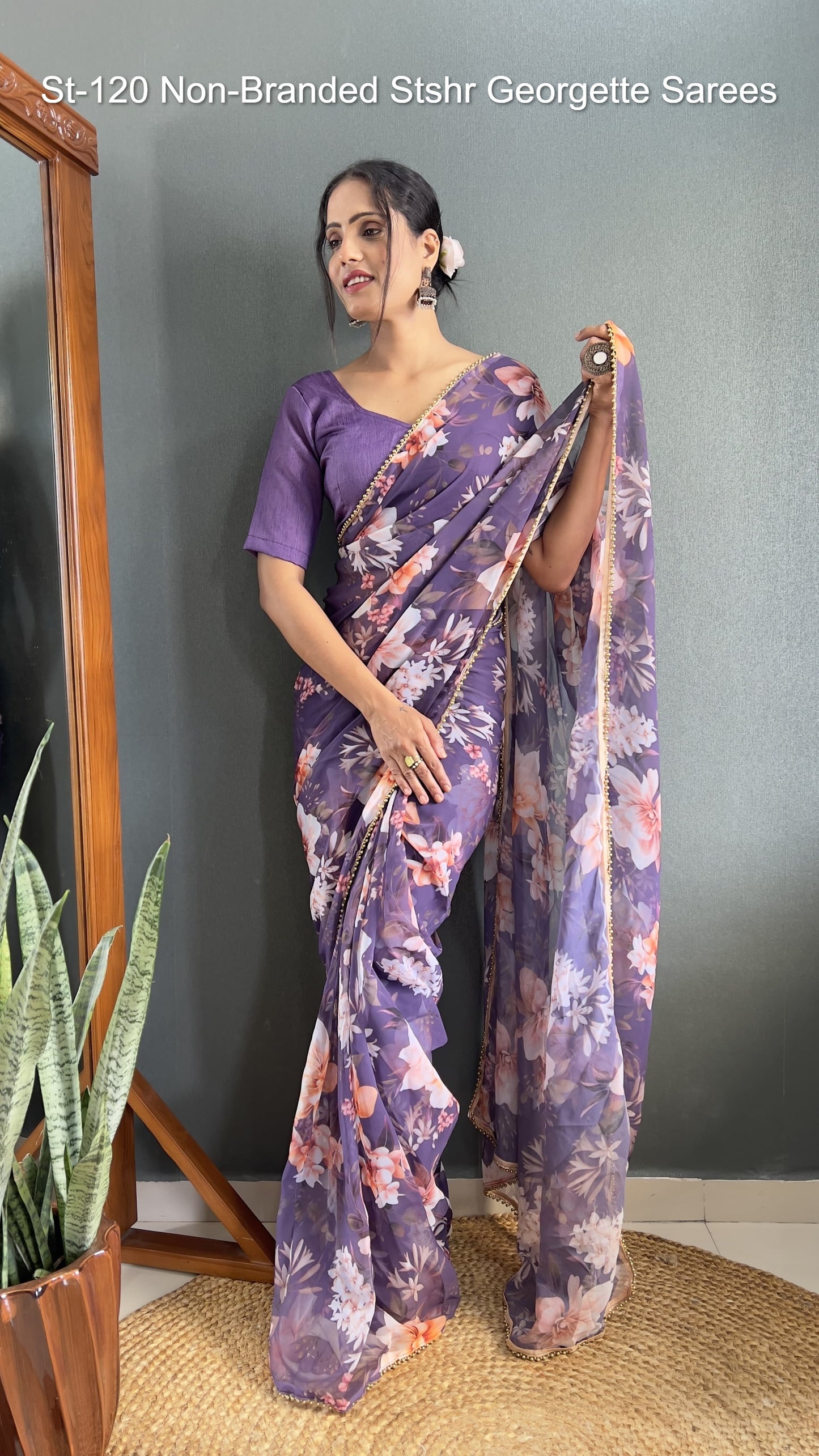 St-120 Non-Branded Stshr Georgette Sarees