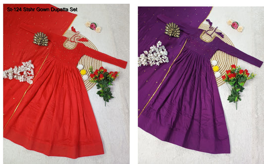 St-124 Stshr Embroidery Gown Dupatta Set