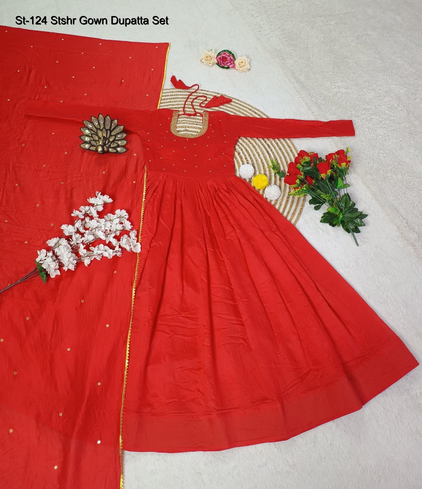 St-124 Stshr Embroidery Gown Dupatta Set