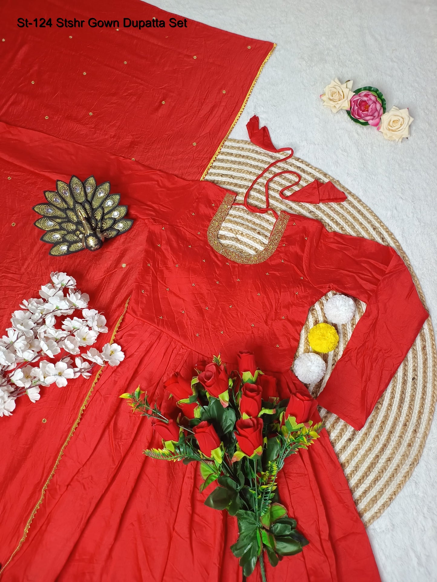 St-124 Stshr Embroidery Gown Dupatta Set