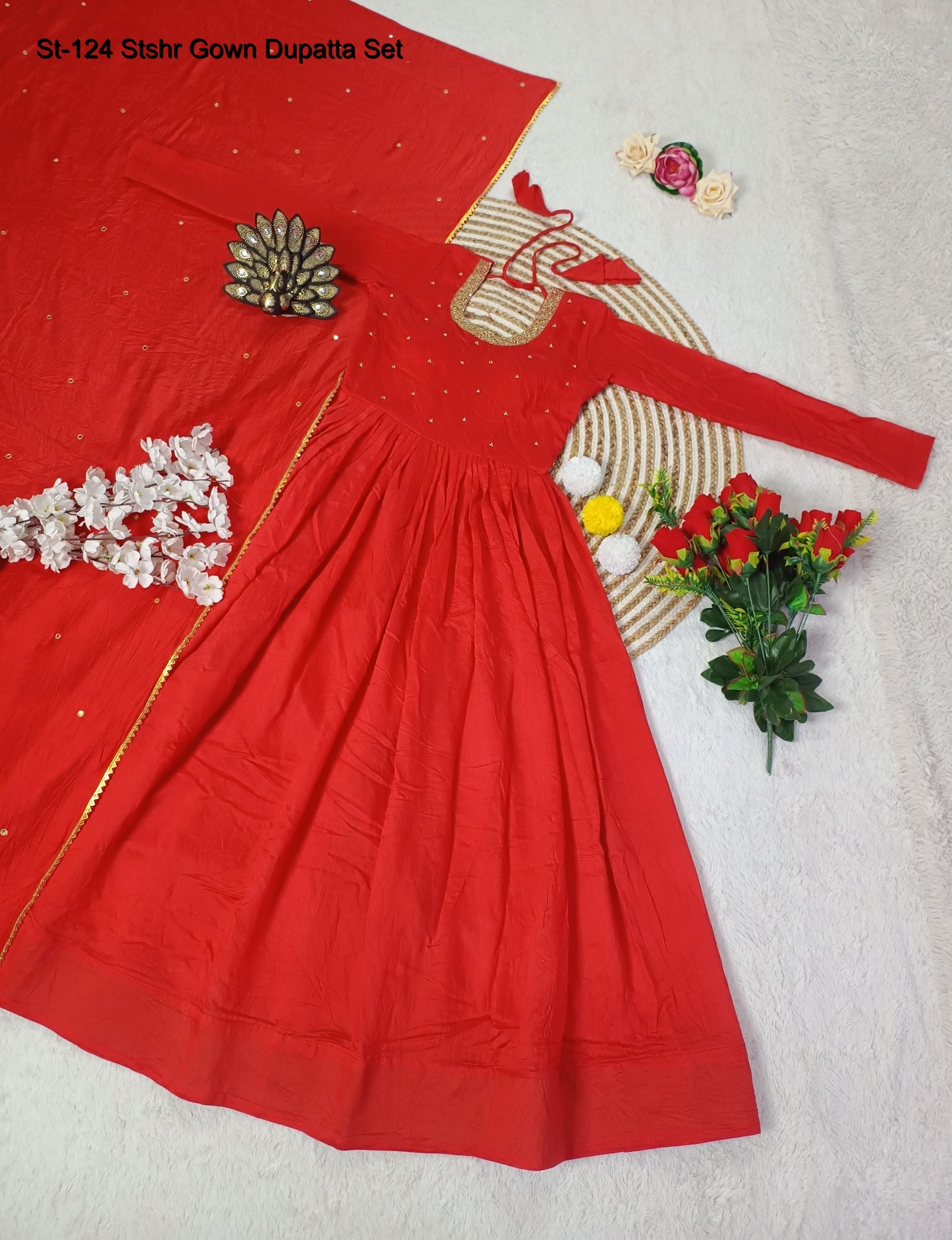 St-124 Stshr Embroidery Gown Dupatta Set