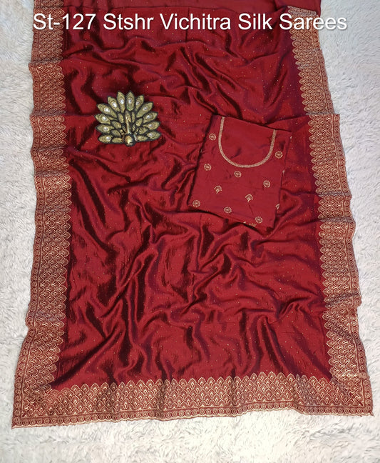 St-127 Stshr Vichitra Silk Sarees