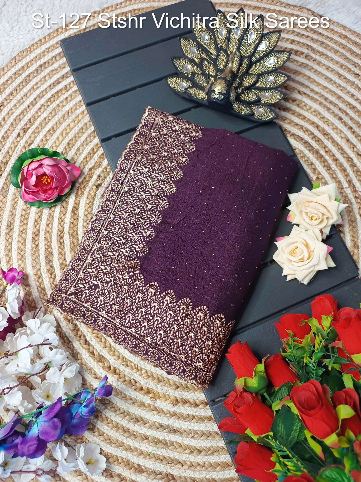 St-127 Stshr Vichitra Silk Sarees