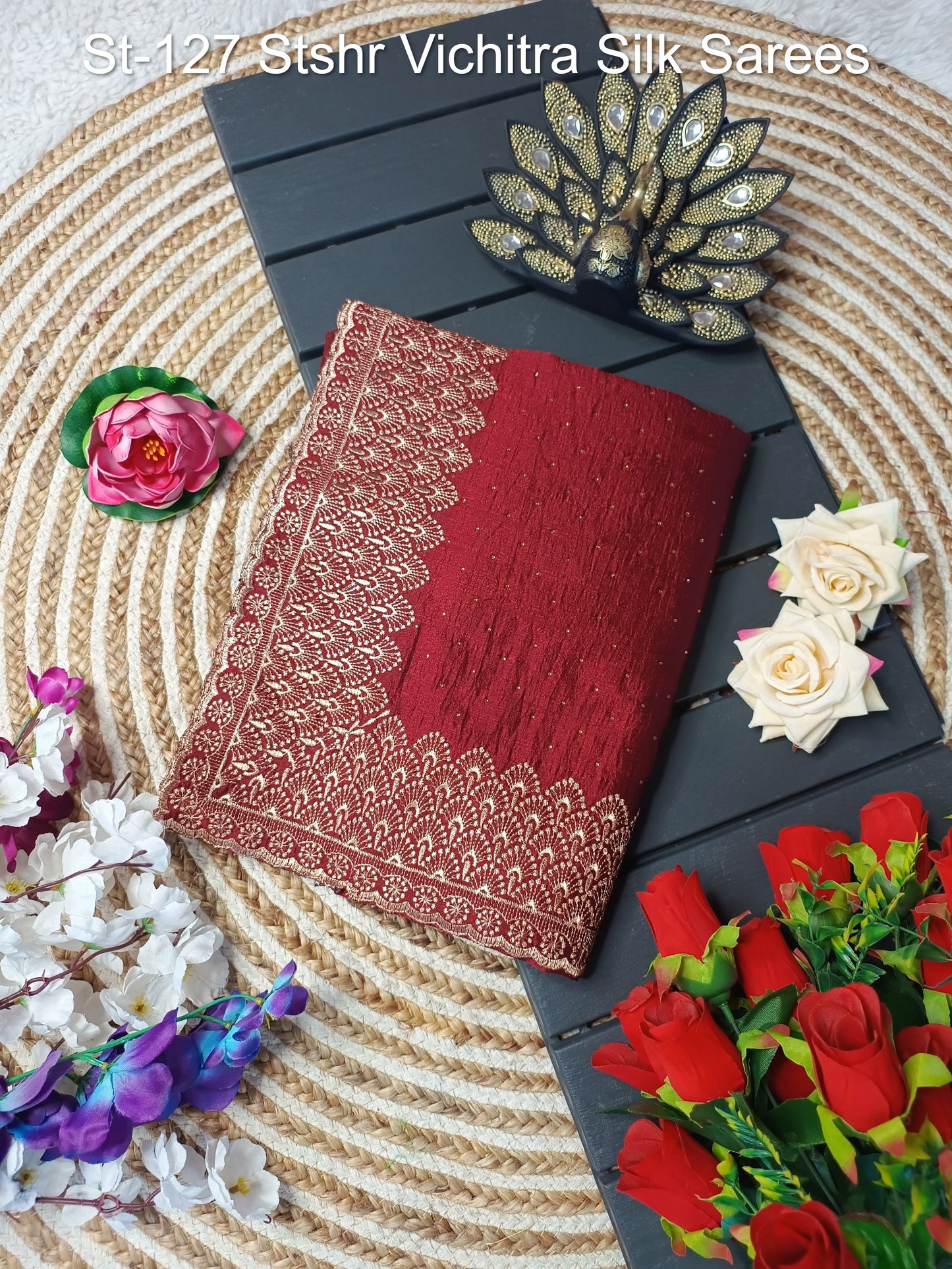 St-127 Stshr Vichitra Silk Sarees