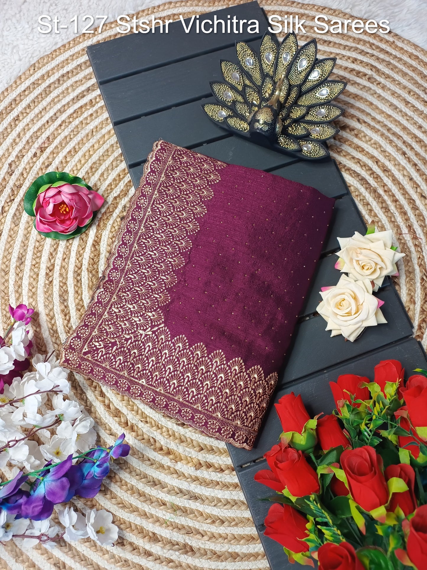 St-127 Stshr Vichitra Silk Sarees