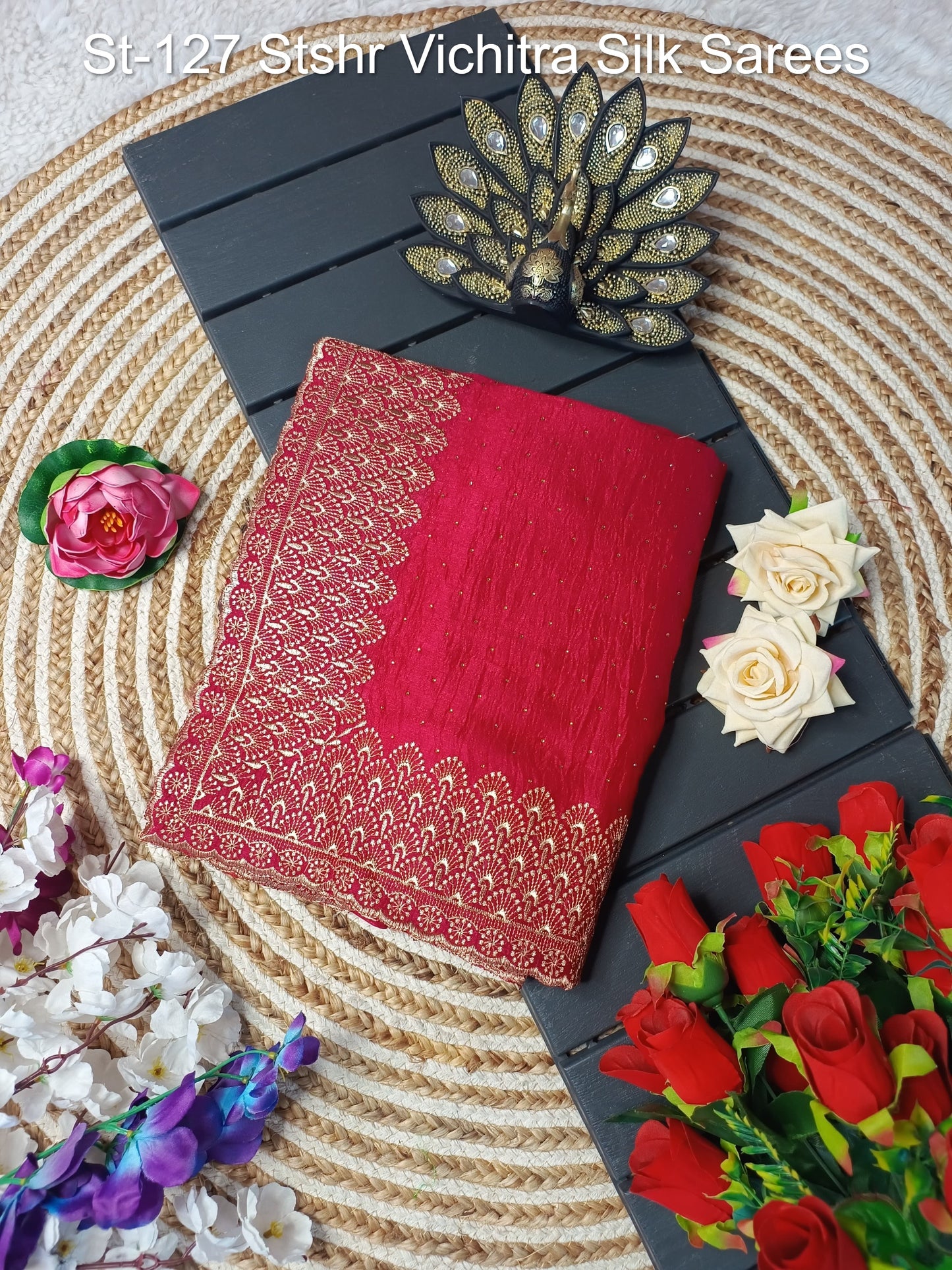 St-127 Stshr Vichitra Silk Sarees