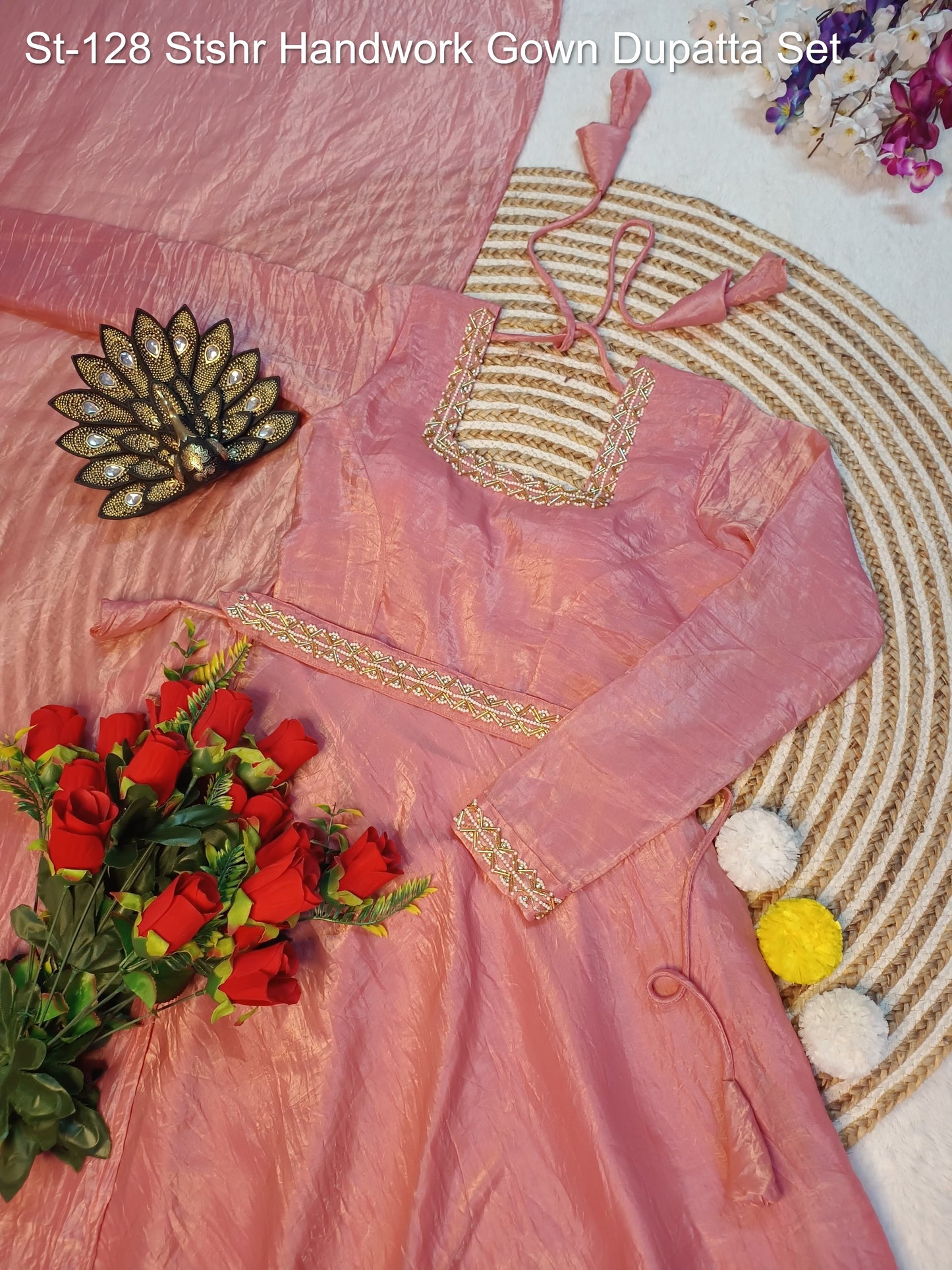 St-128 Stshr Handwork Gown Dupatta Set