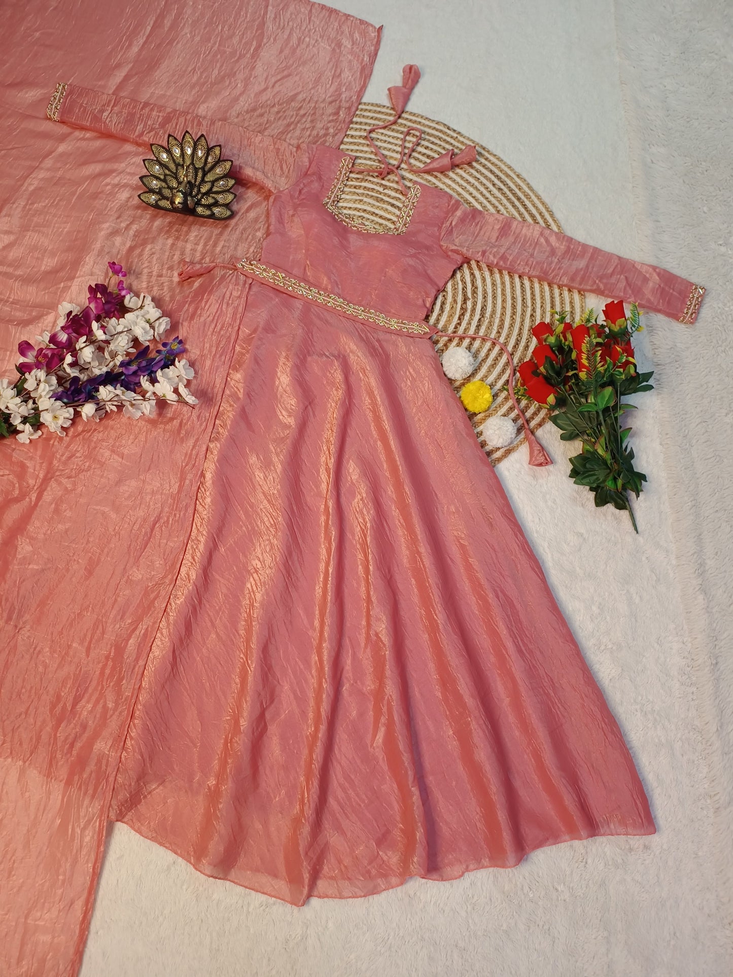 St-128 Stshr Handwork Gown Dupatta Set