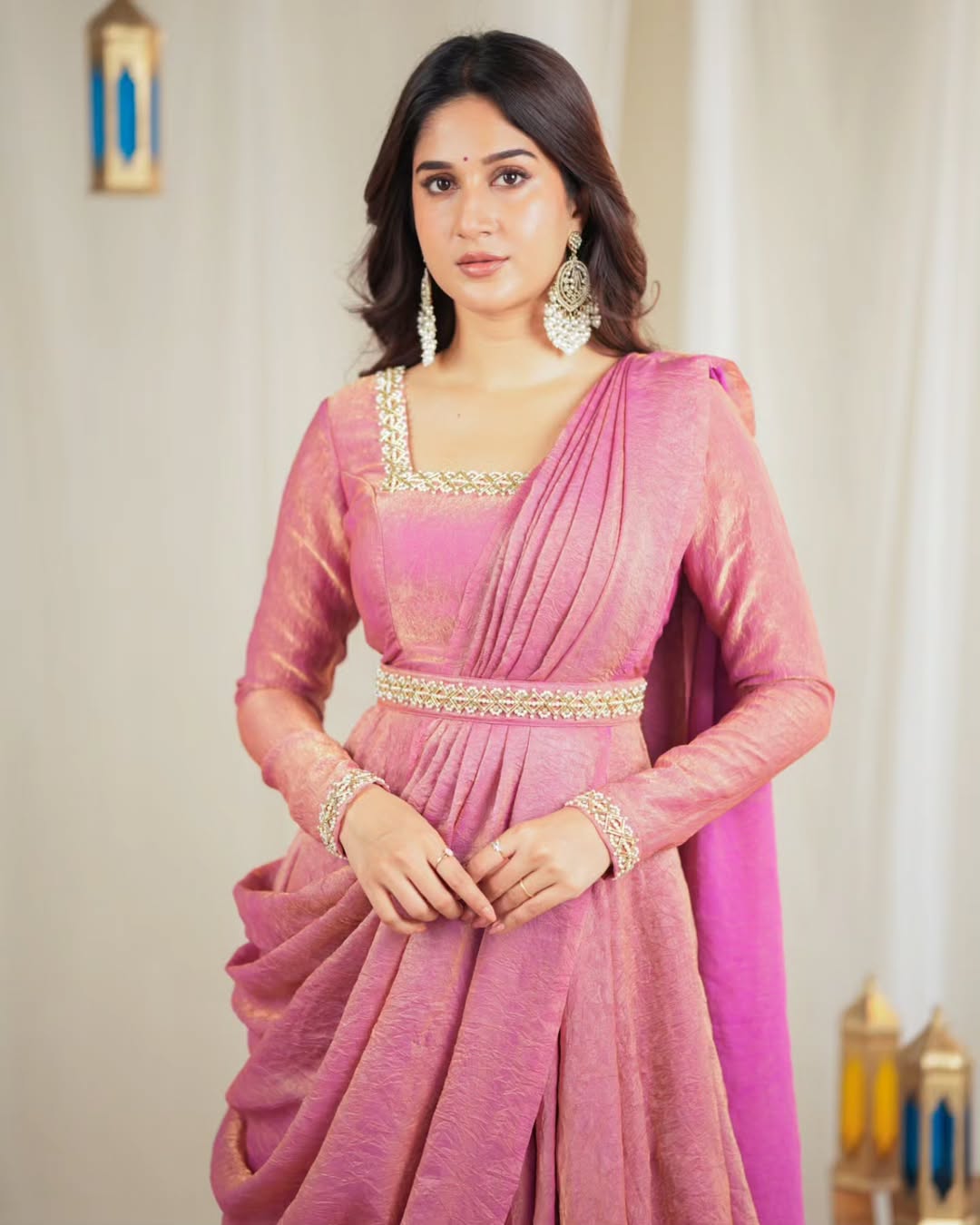 St-128 Stshr Handwork Gown Dupatta Set