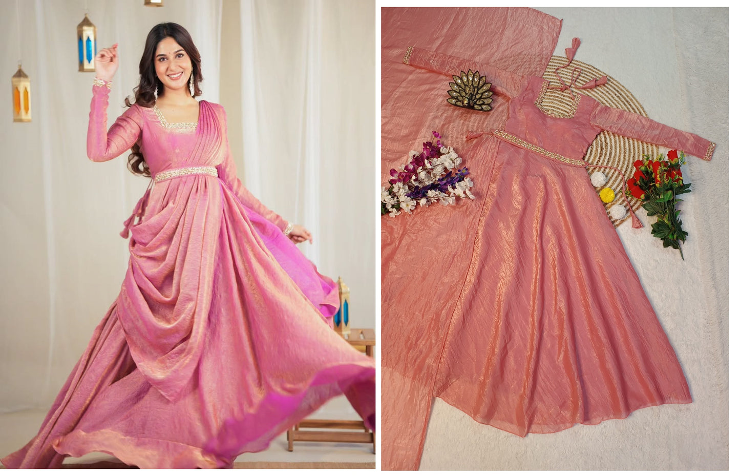 St-128 Stshr Handwork Gown Dupatta Set