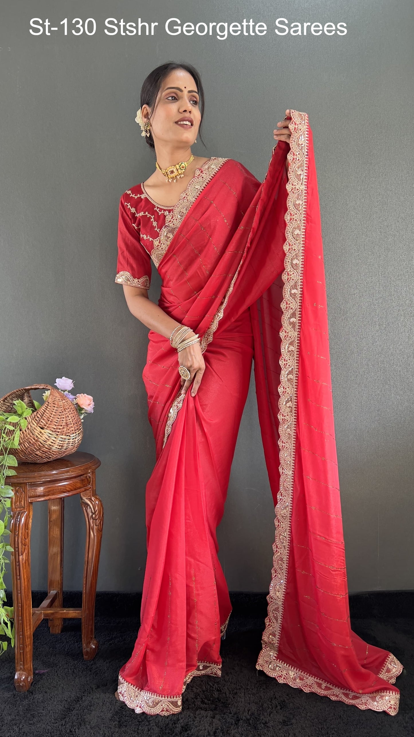 St-130 Stshr Georgette Sarees