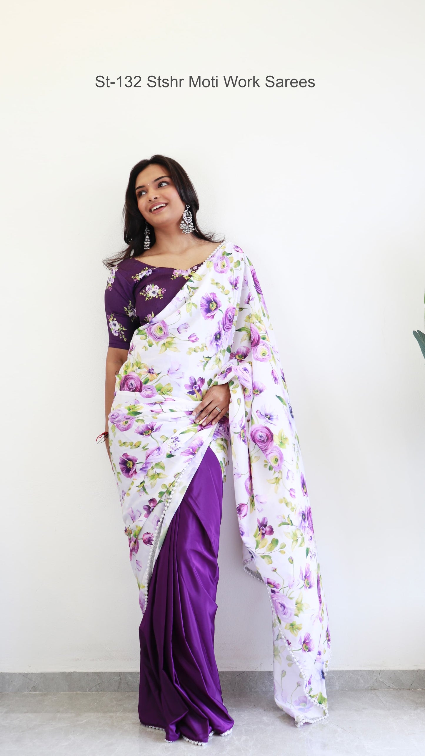 St-132 Stshr Moti Work Sarees