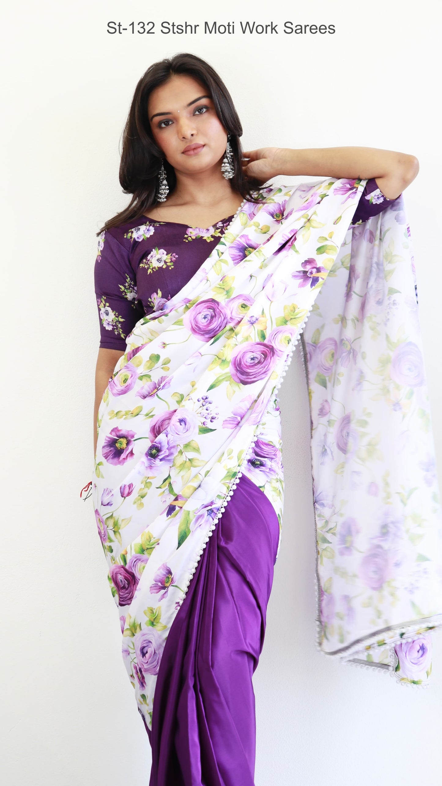 St-132 Stshr Moti Work Sarees