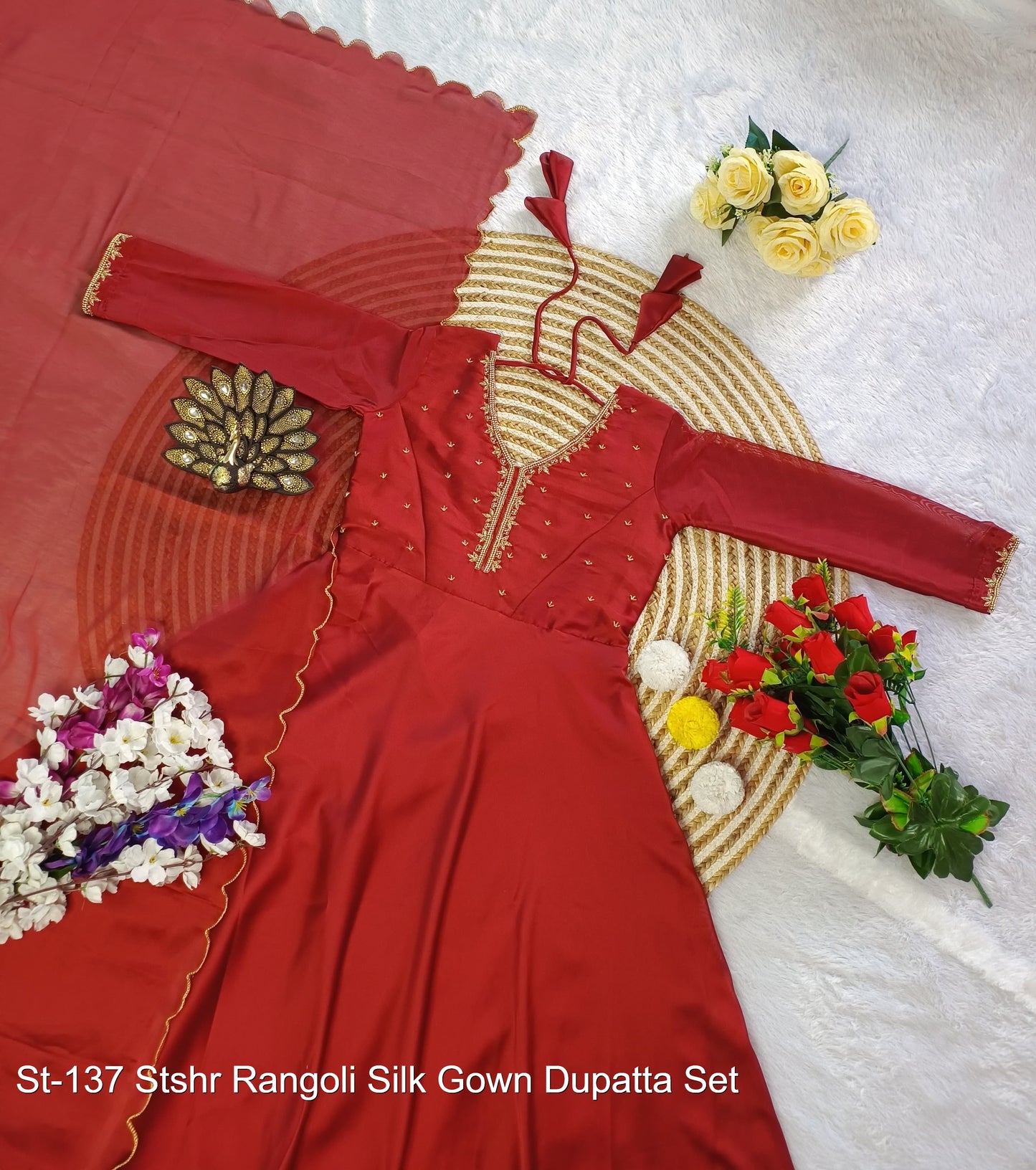 St-137 Stshr Rangoli Silk Gown Dupatta Set