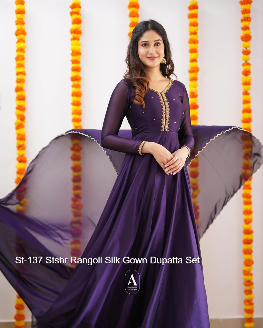 St-137 Stshr Rangoli Silk Gown Dupatta Set