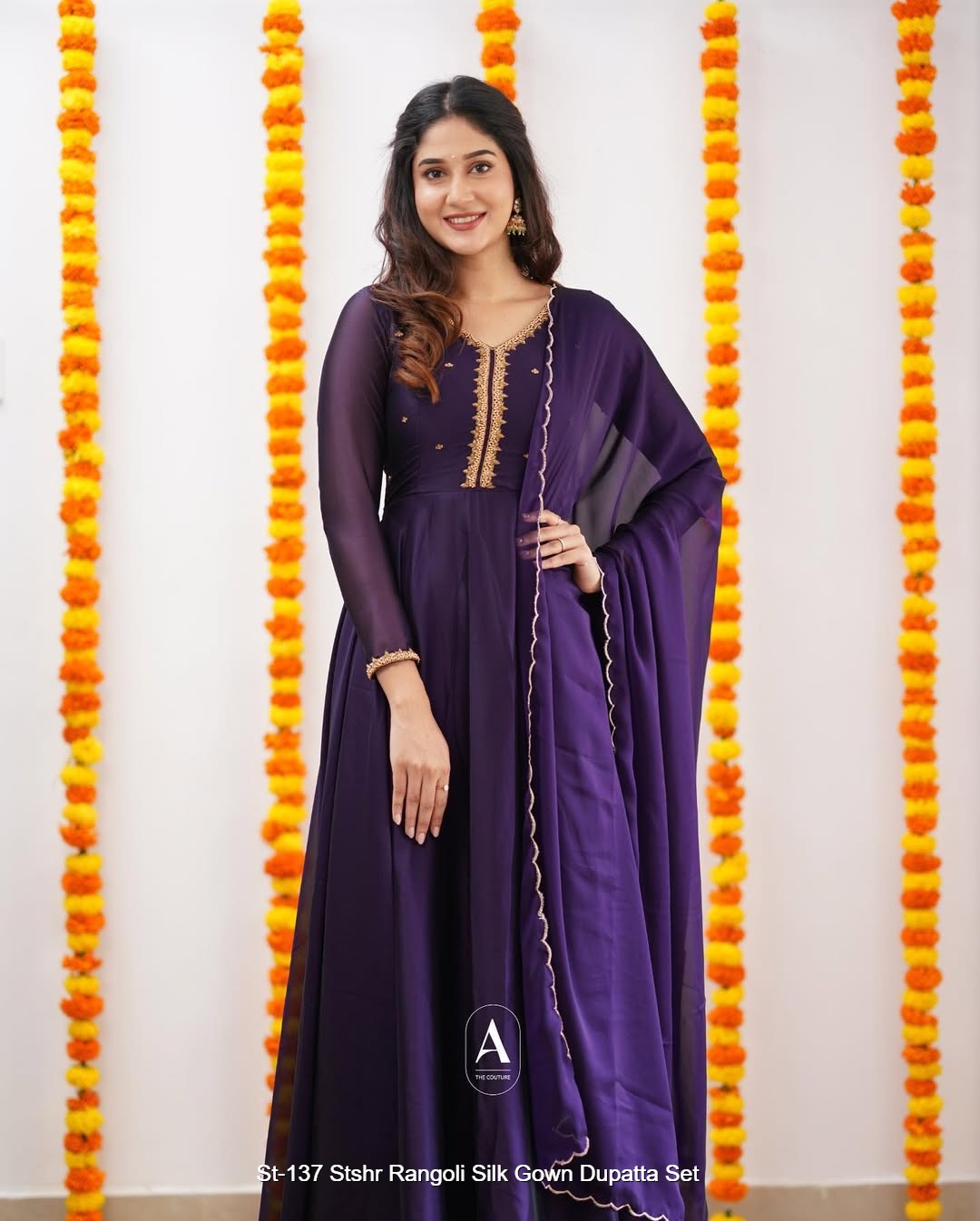 St-137 Stshr Rangoli Silk Gown Dupatta Set