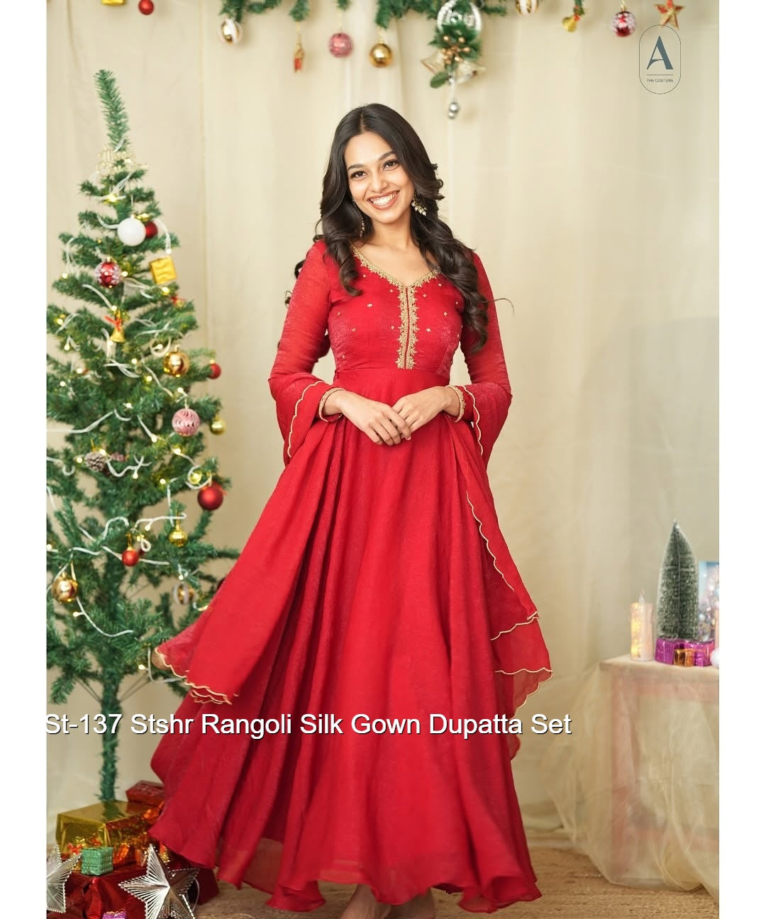 St-137 Stshr Rangoli Silk Gown Dupatta Set