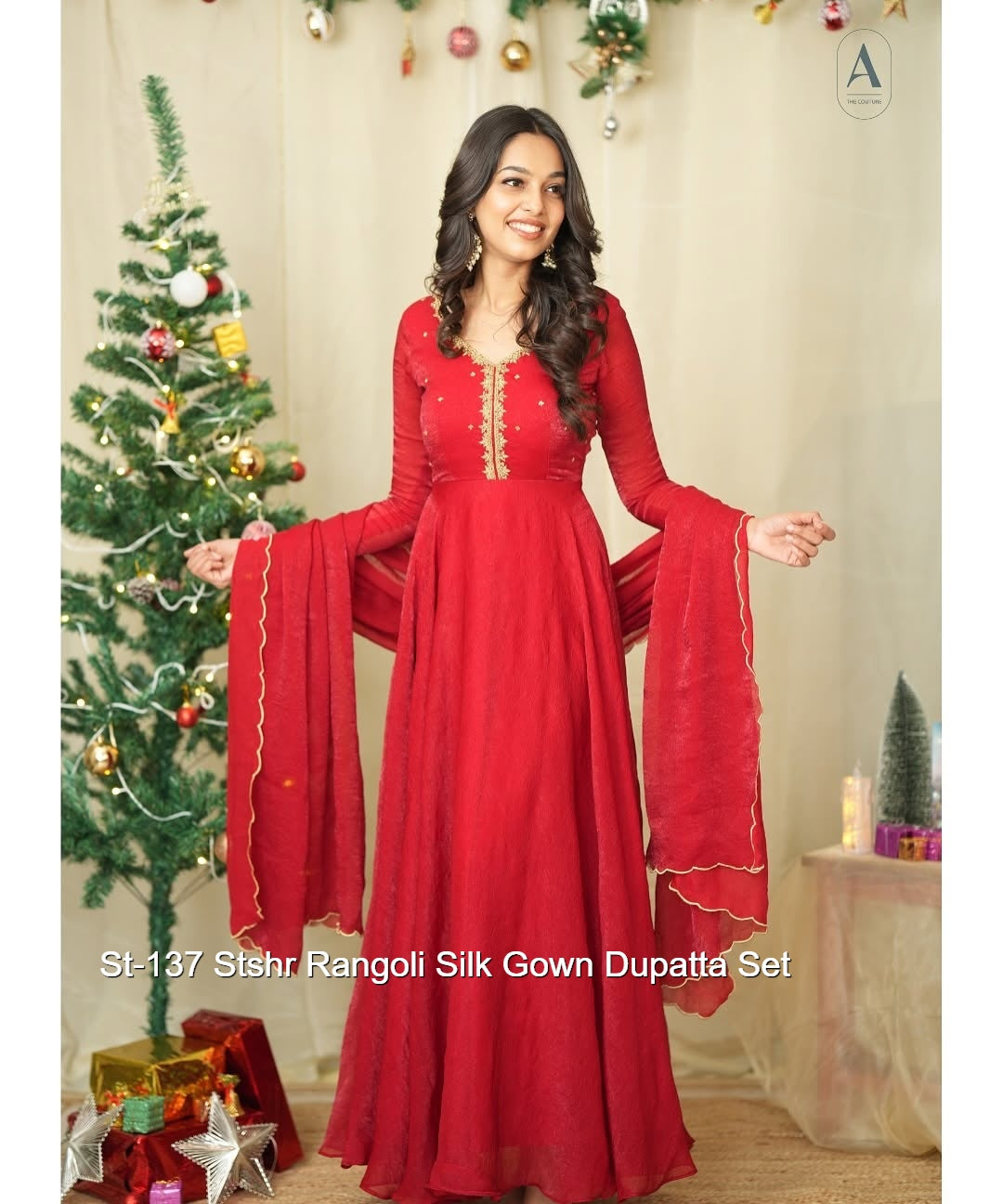 St-137 Stshr Rangoli Silk Gown Dupatta Set