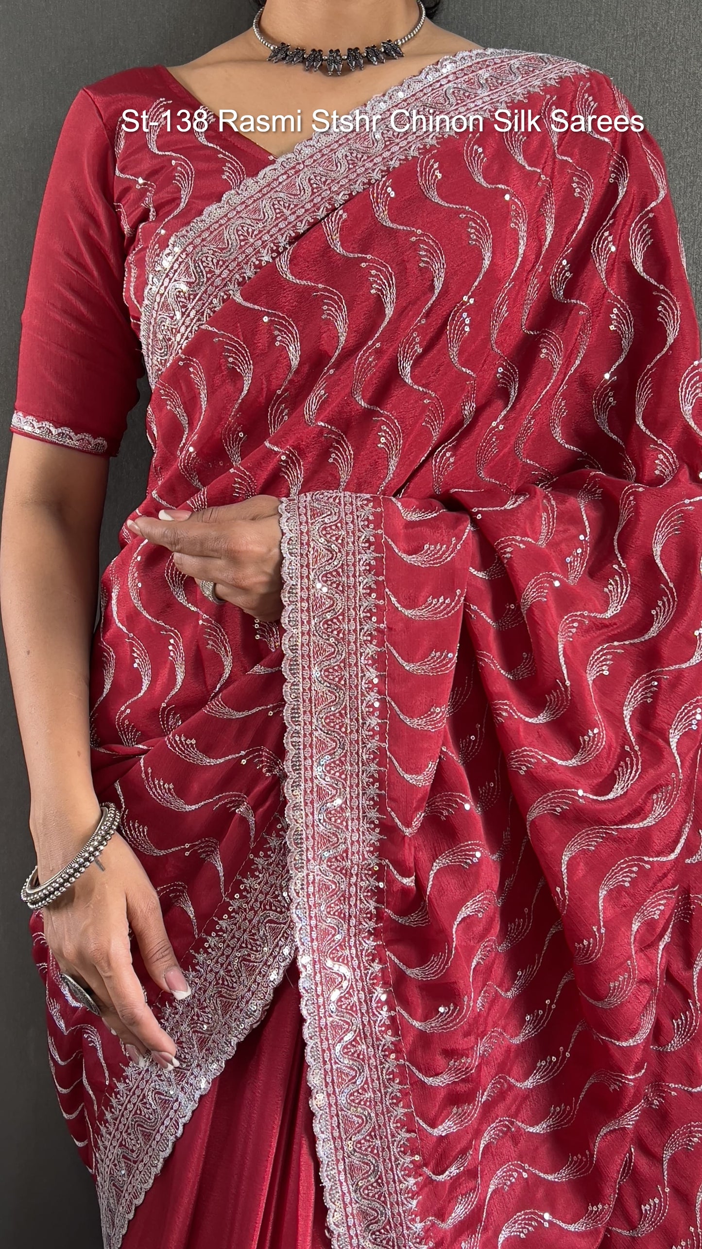 St-138 Rasmi Stshr Chinon Silk Sarees