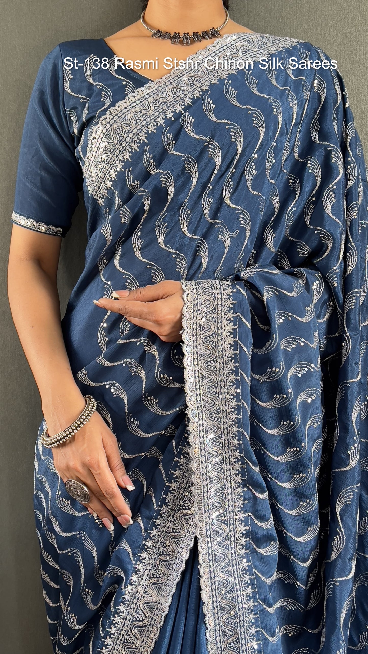 St-138 Rasmi Stshr Chinon Silk Sarees