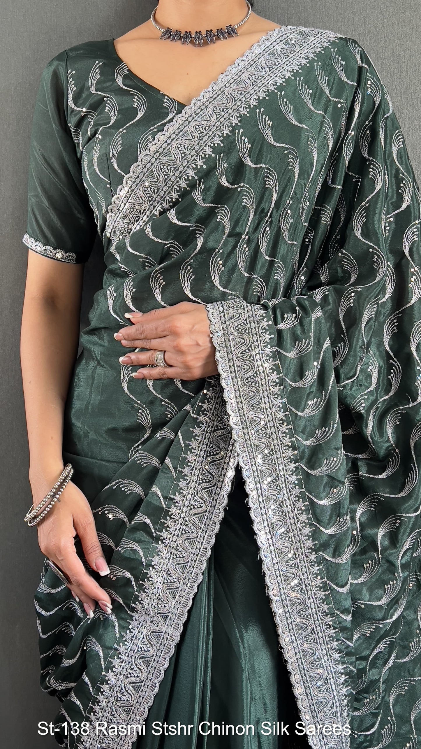 St-138 Rasmi Stshr Chinon Silk Sarees