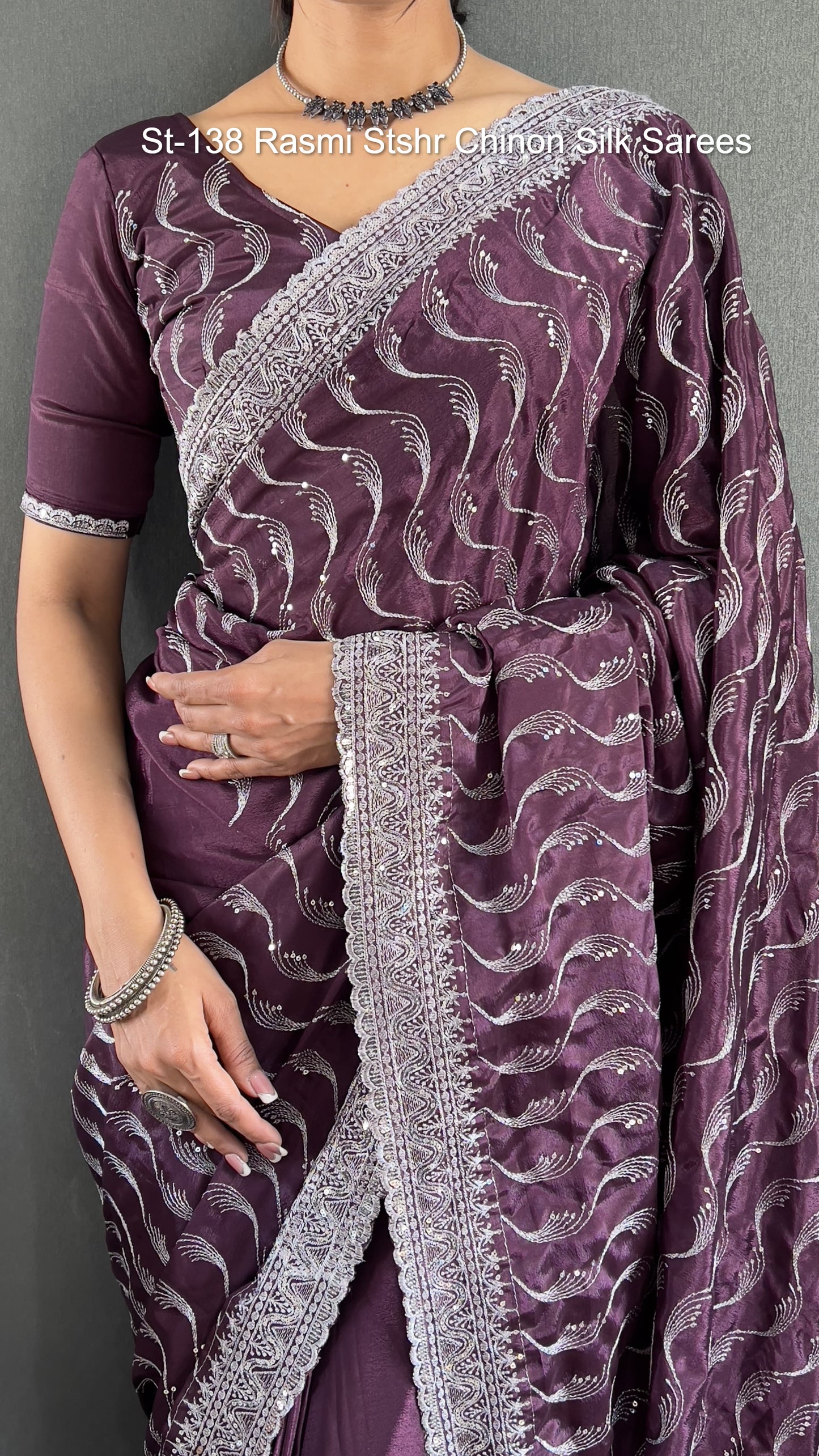 St-138 Rasmi Stshr Chinon Silk Sarees