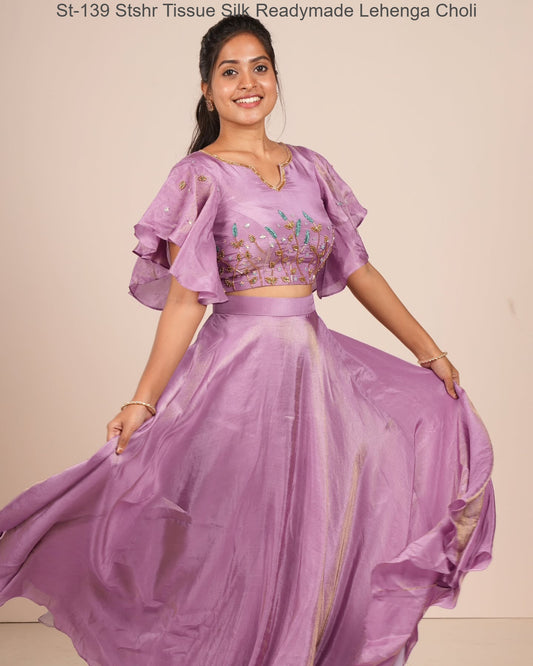 St-139 Stshr Tissue Silk Readymade Lehenga Choli