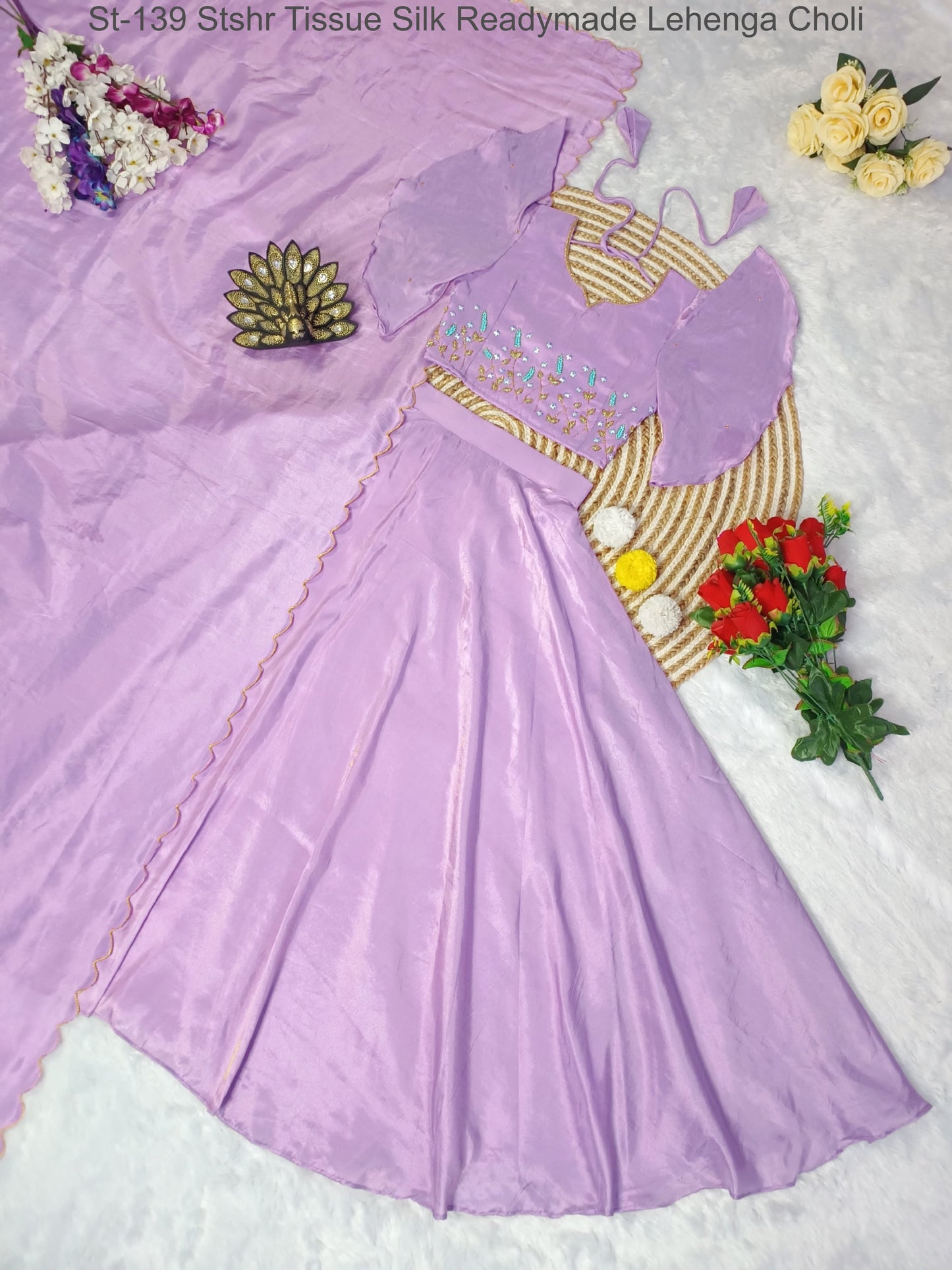St-139 Stshr Tissue Silk Readymade Lehenga Choli