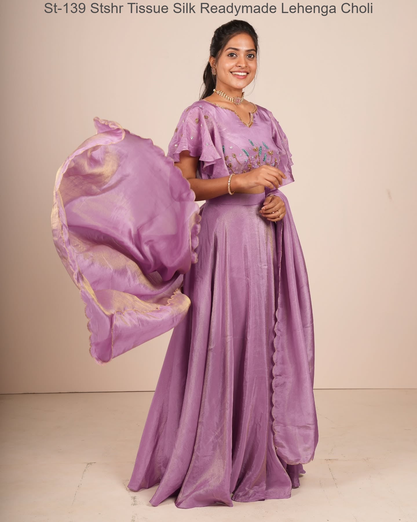 St-139 Stshr Tissue Silk Readymade Lehenga Choli