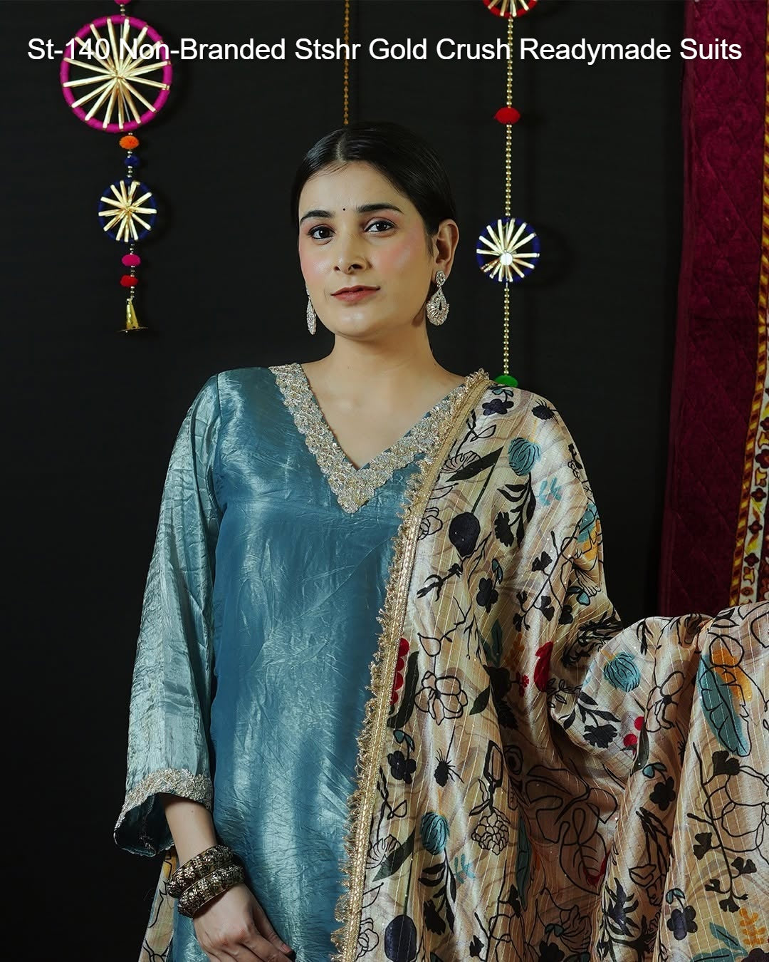 St-140 Non-Branded Stshr Gold Crush Readymade Suits