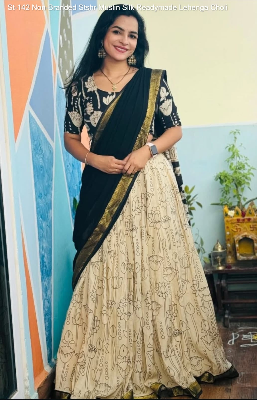 St-142 Non-Branded Stshr Muslin Silk Readymade Lehenga Choli