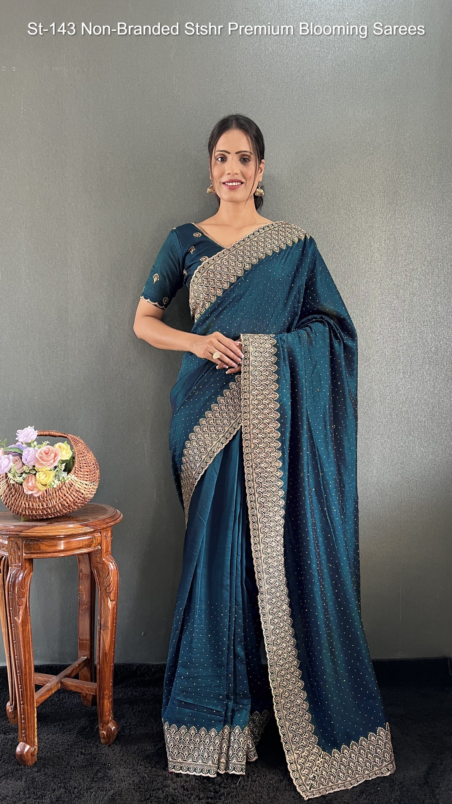 St-143 Non-Branded Stshr Premium Blooming Sarees