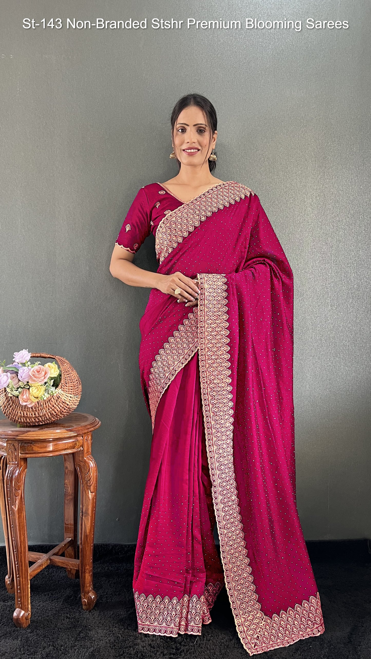 St-143 Non-Branded Stshr Premium Blooming Sarees