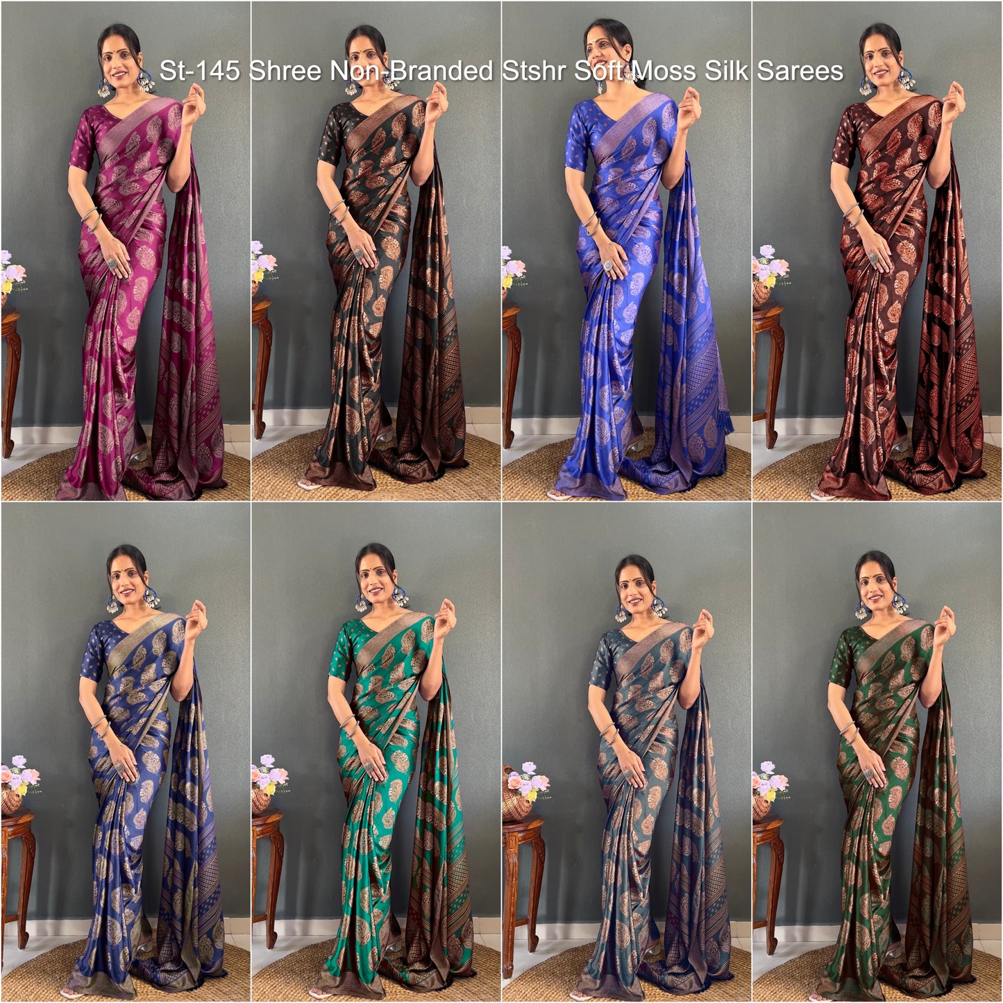 St-145 Shree Non-Branded Stshr Soft Moss Silk Sarees