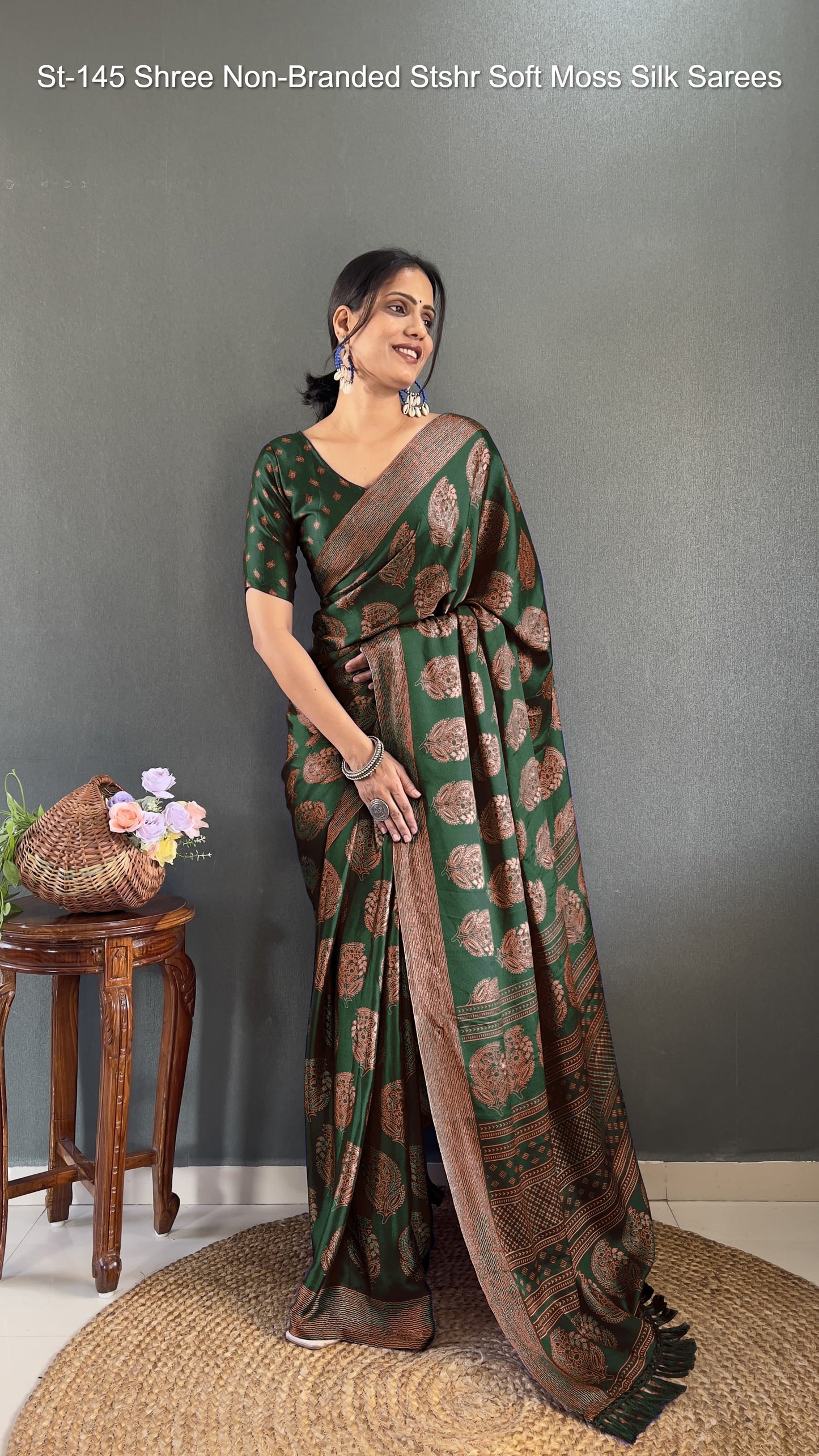 St-145 Shree Non-Branded Stshr Soft Moss Silk Sarees