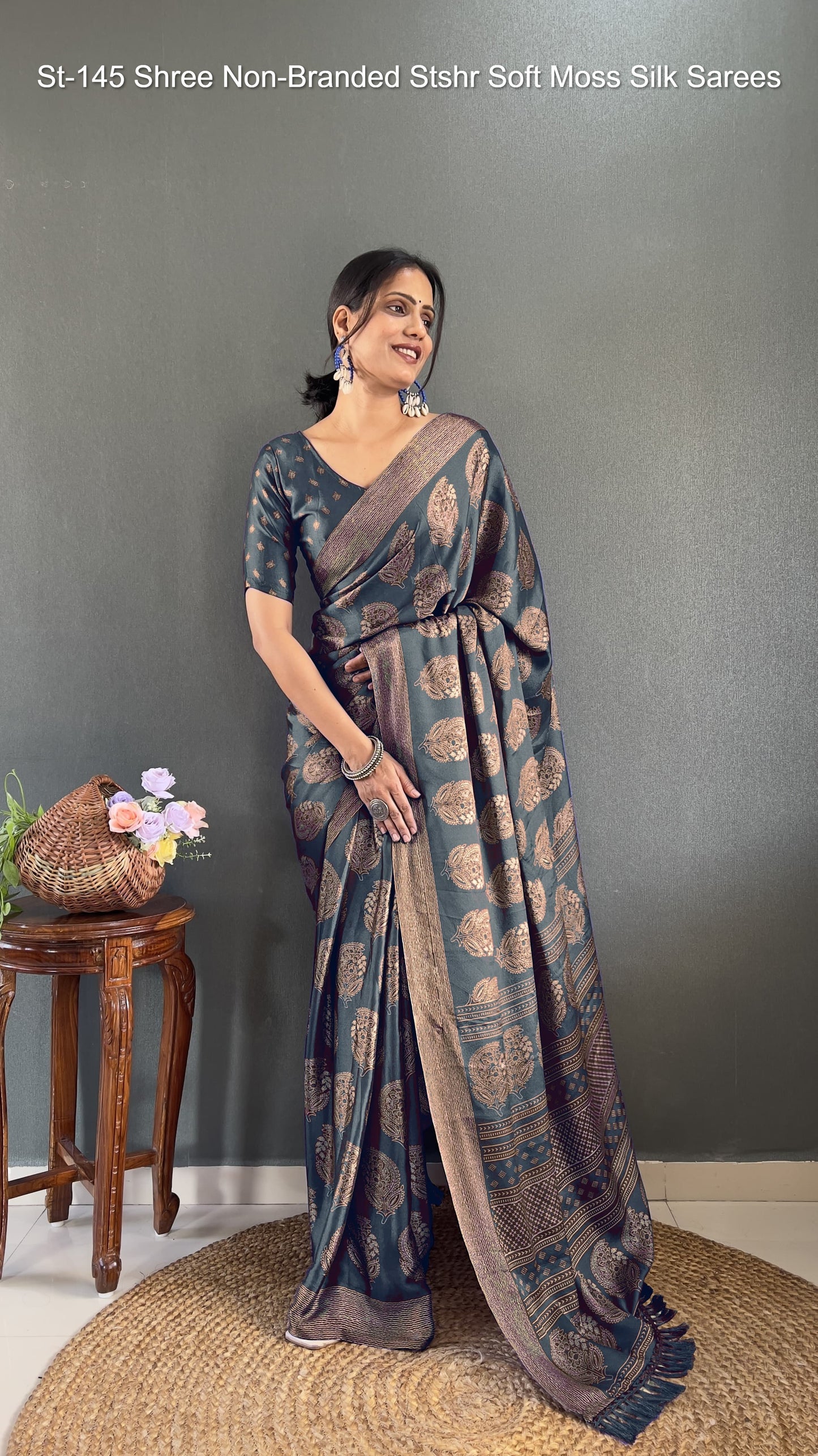 St-145 Shree Non-Branded Stshr Soft Moss Silk Sarees