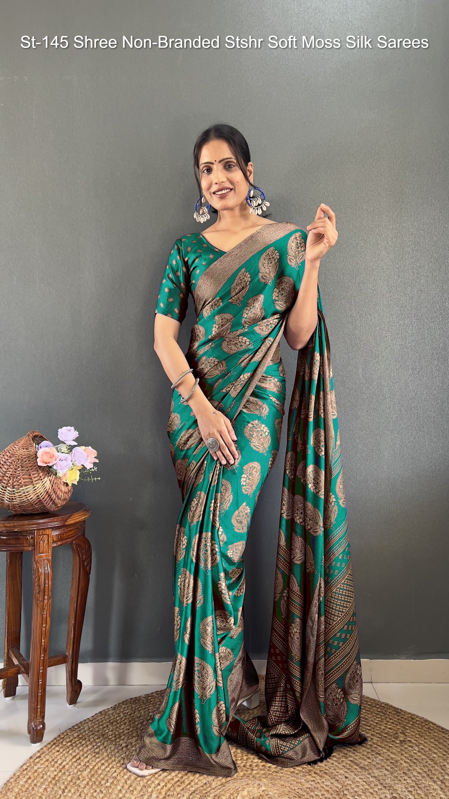 St-145 Shree Non-Branded Stshr Soft Moss Silk Sarees