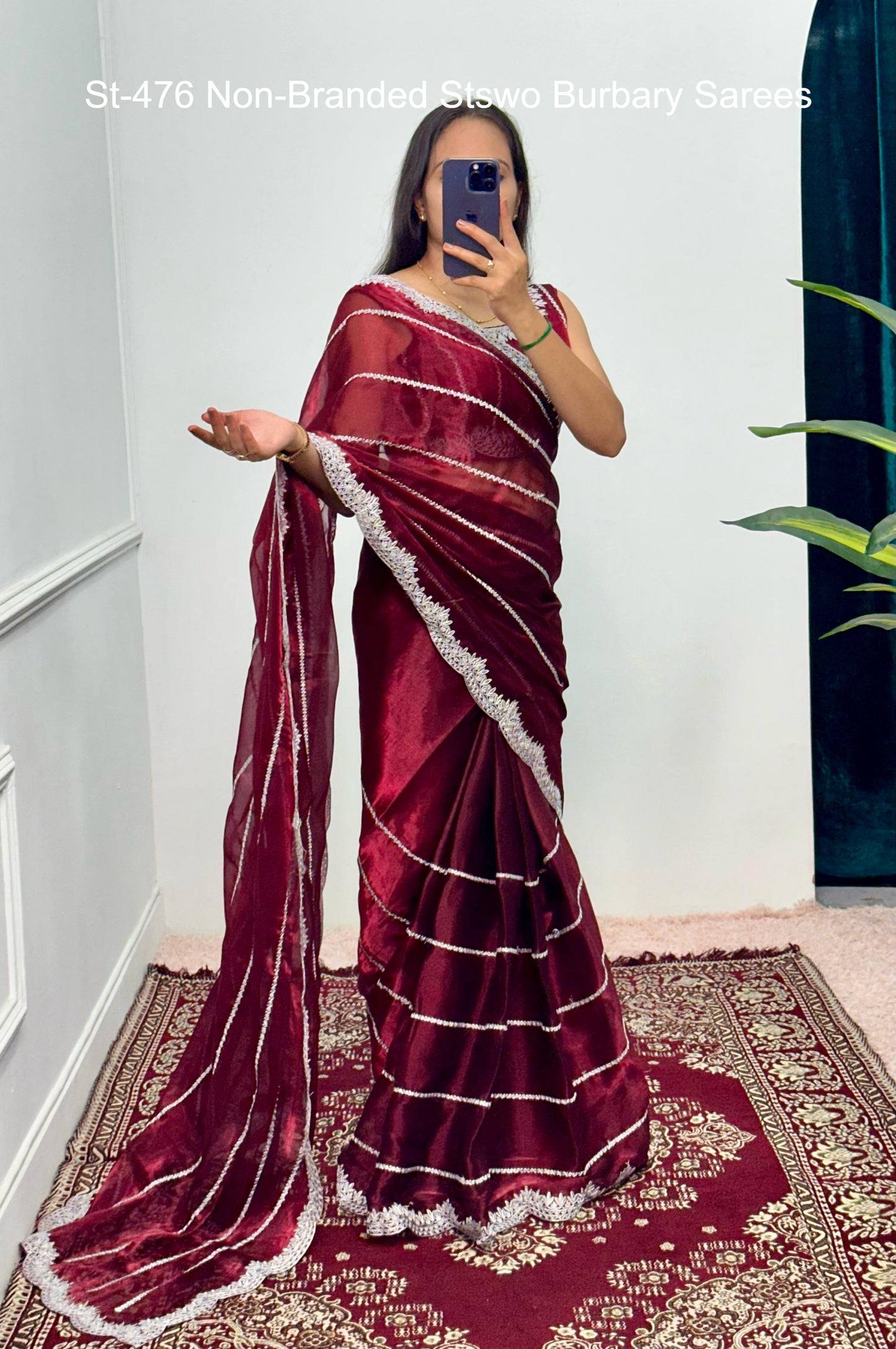 St-476 Non-Branded Stswo Burbary Sarees