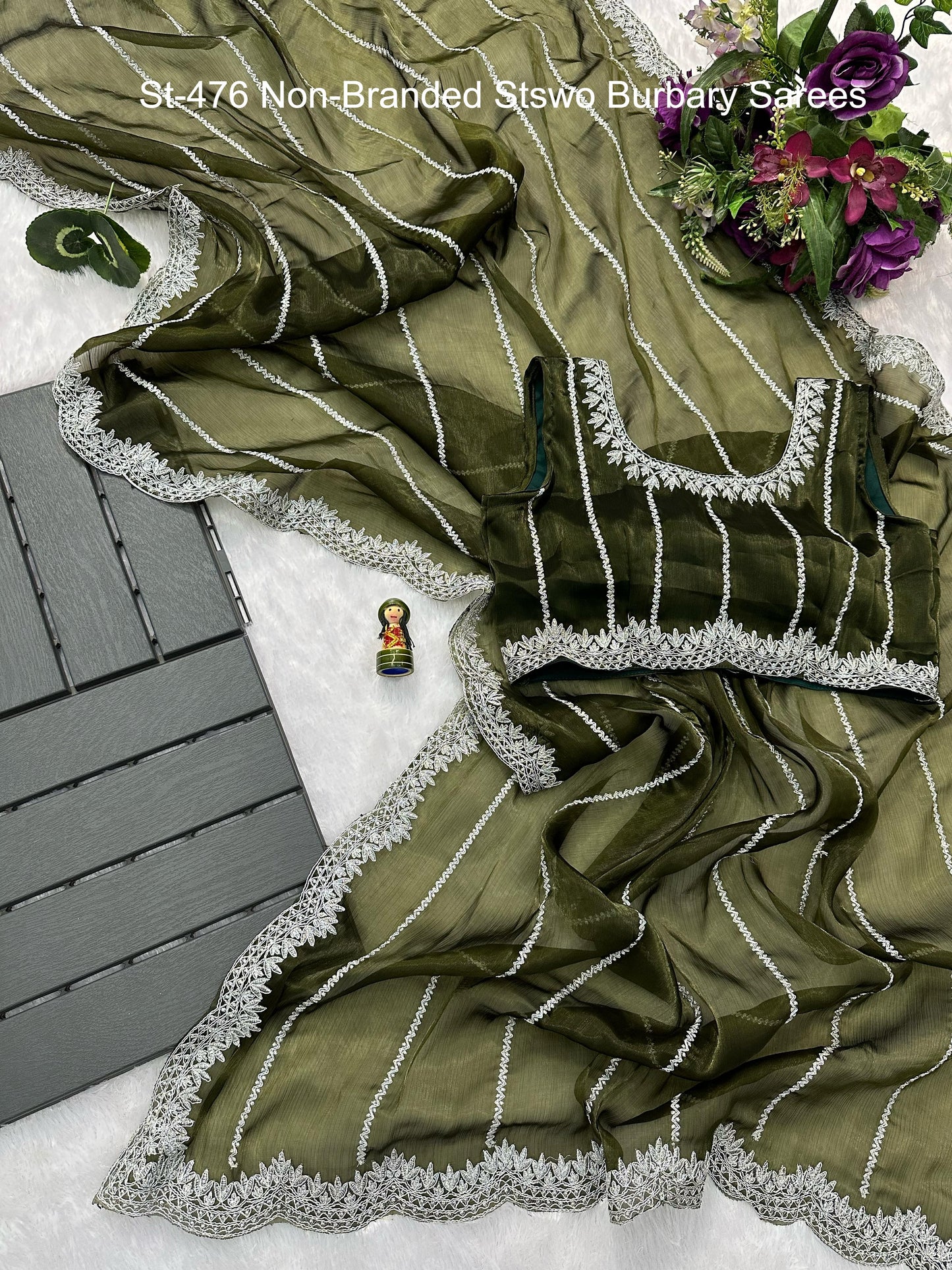 St-476 Non-Branded Stswo Burbary Sarees