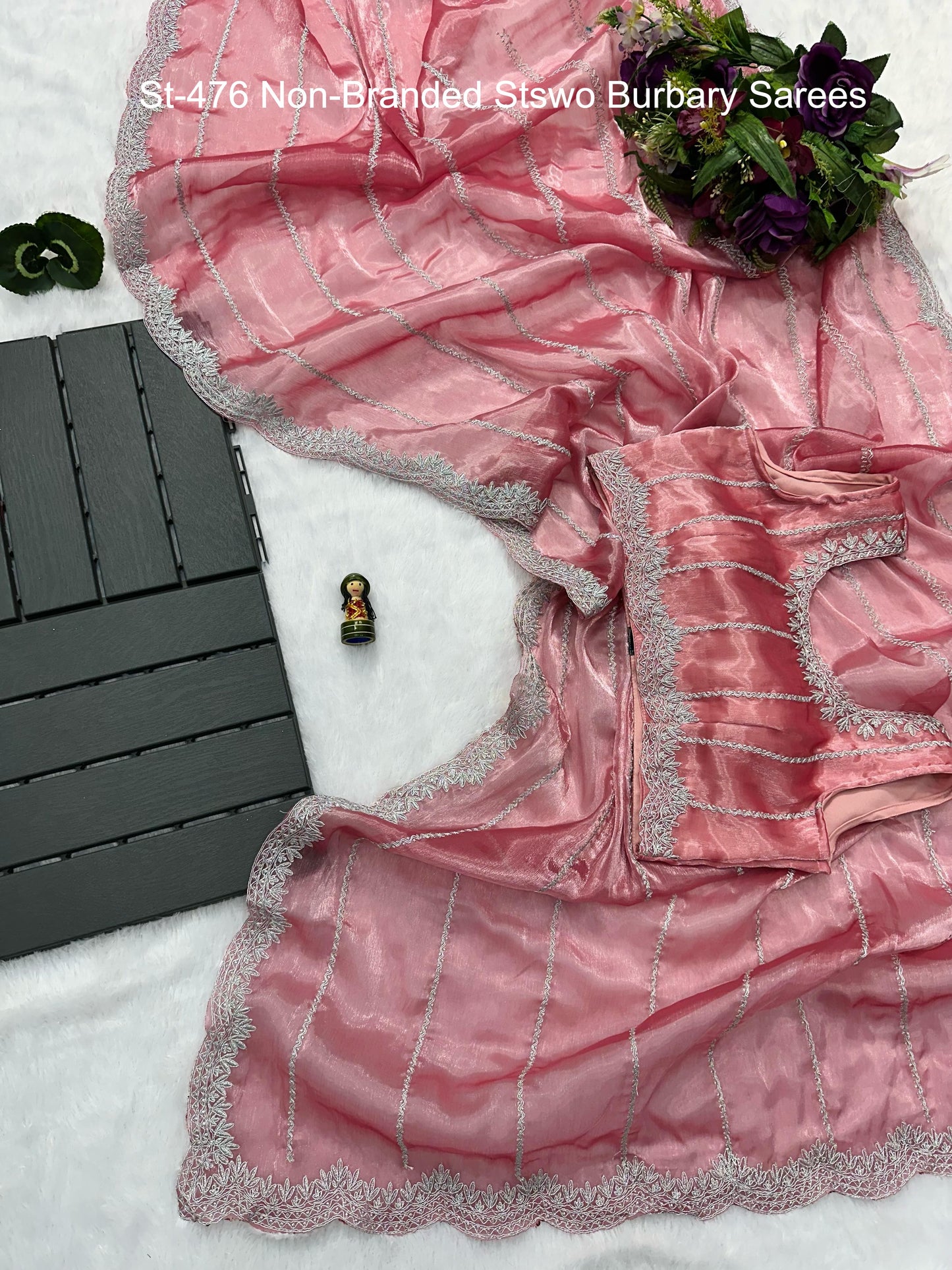 St-476 Non-Branded Stswo Burbary Sarees