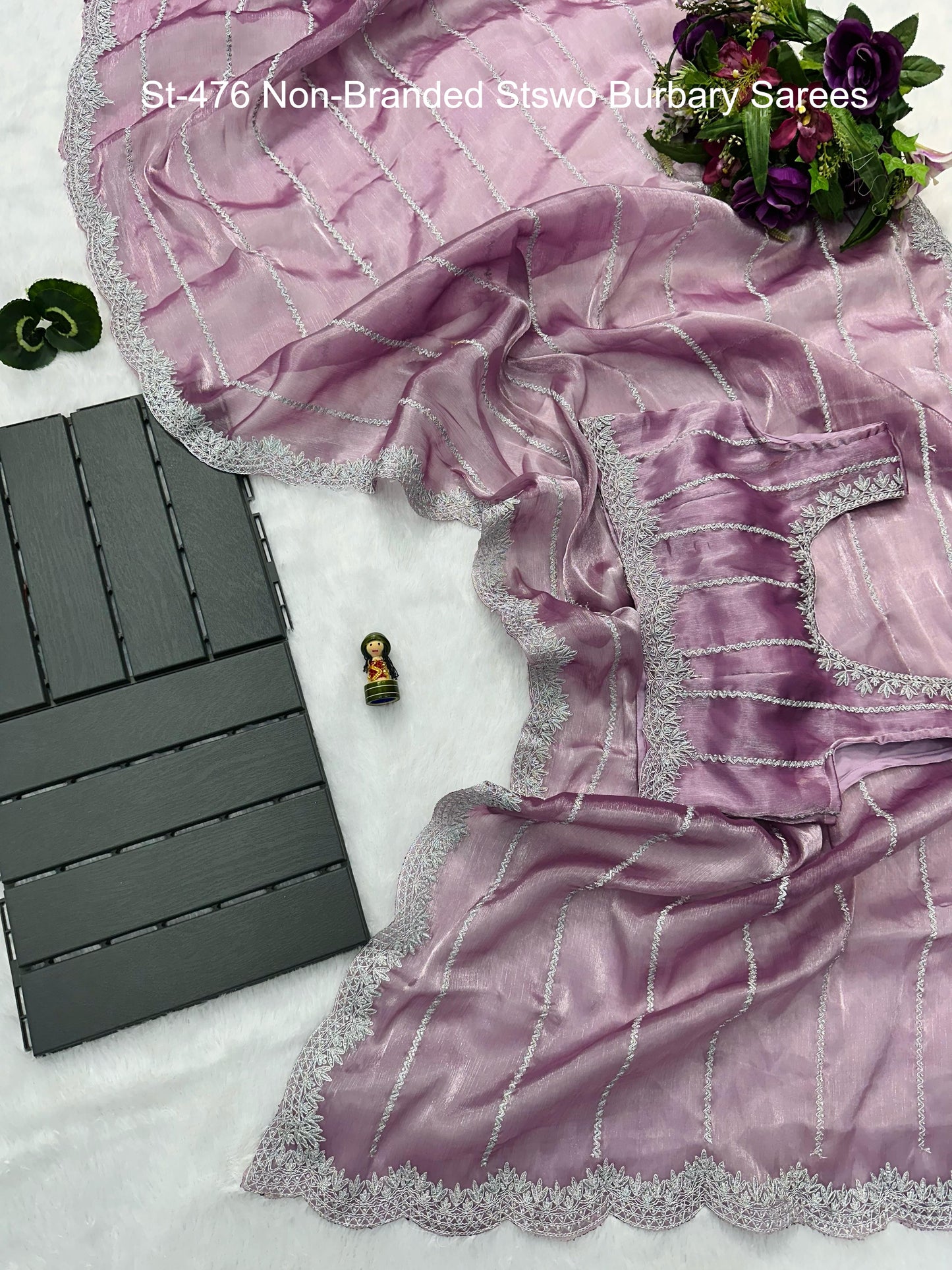 St-476 Non-Branded Stswo Burbary Sarees