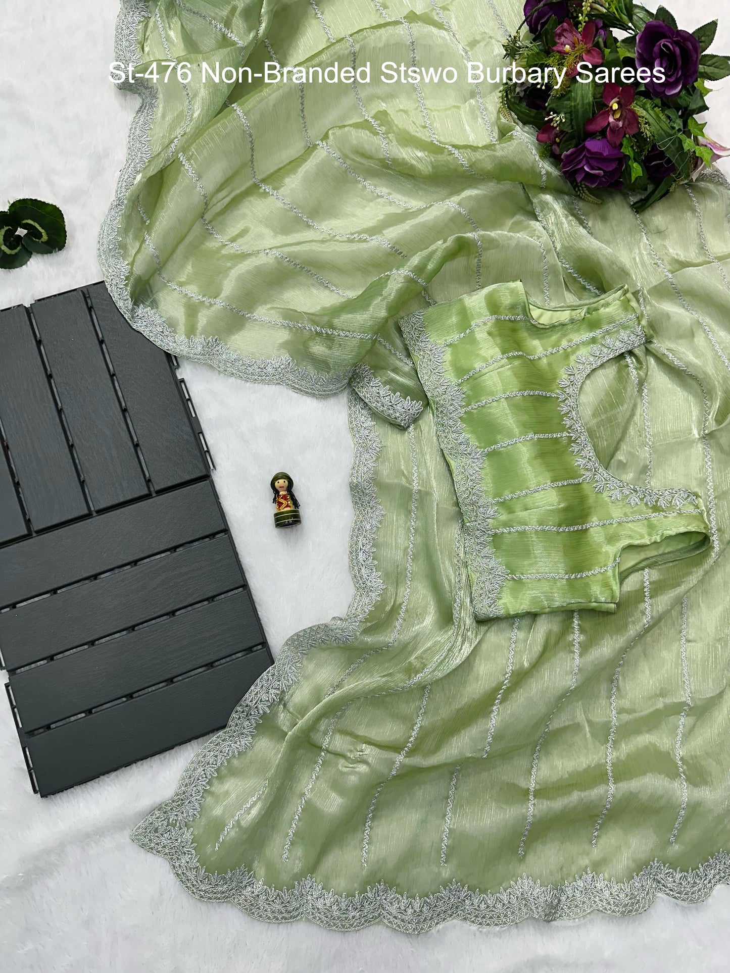 St-476 Non-Branded Stswo Burbary Sarees