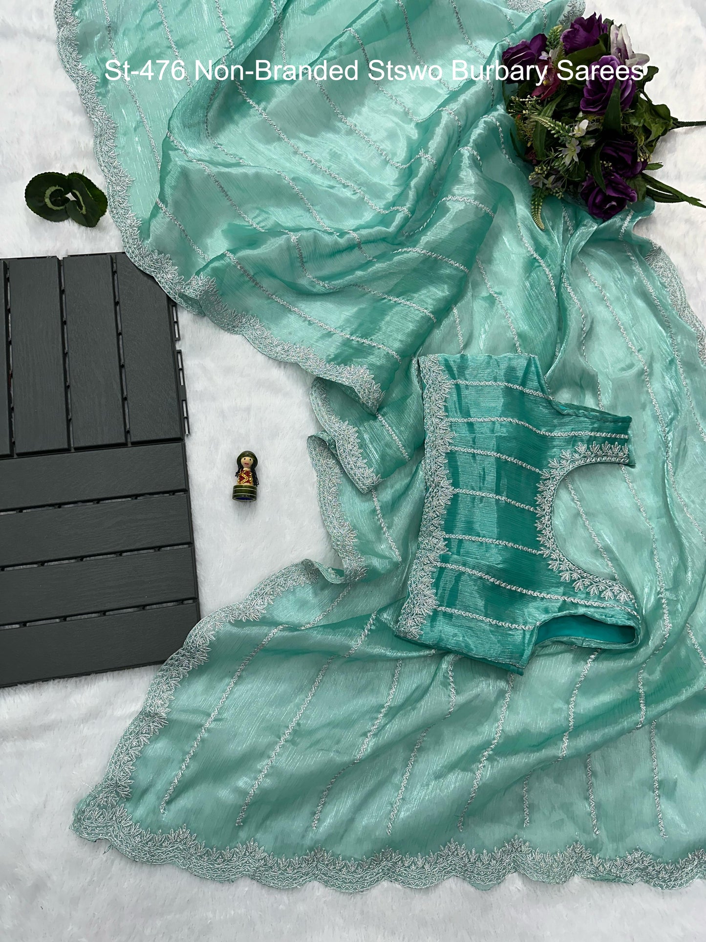 St-476 Non-Branded Stswo Burbary Sarees